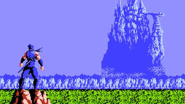 This is the last scene of a game called "Ninja Gaiden: Find the Castle and Stop Playing"