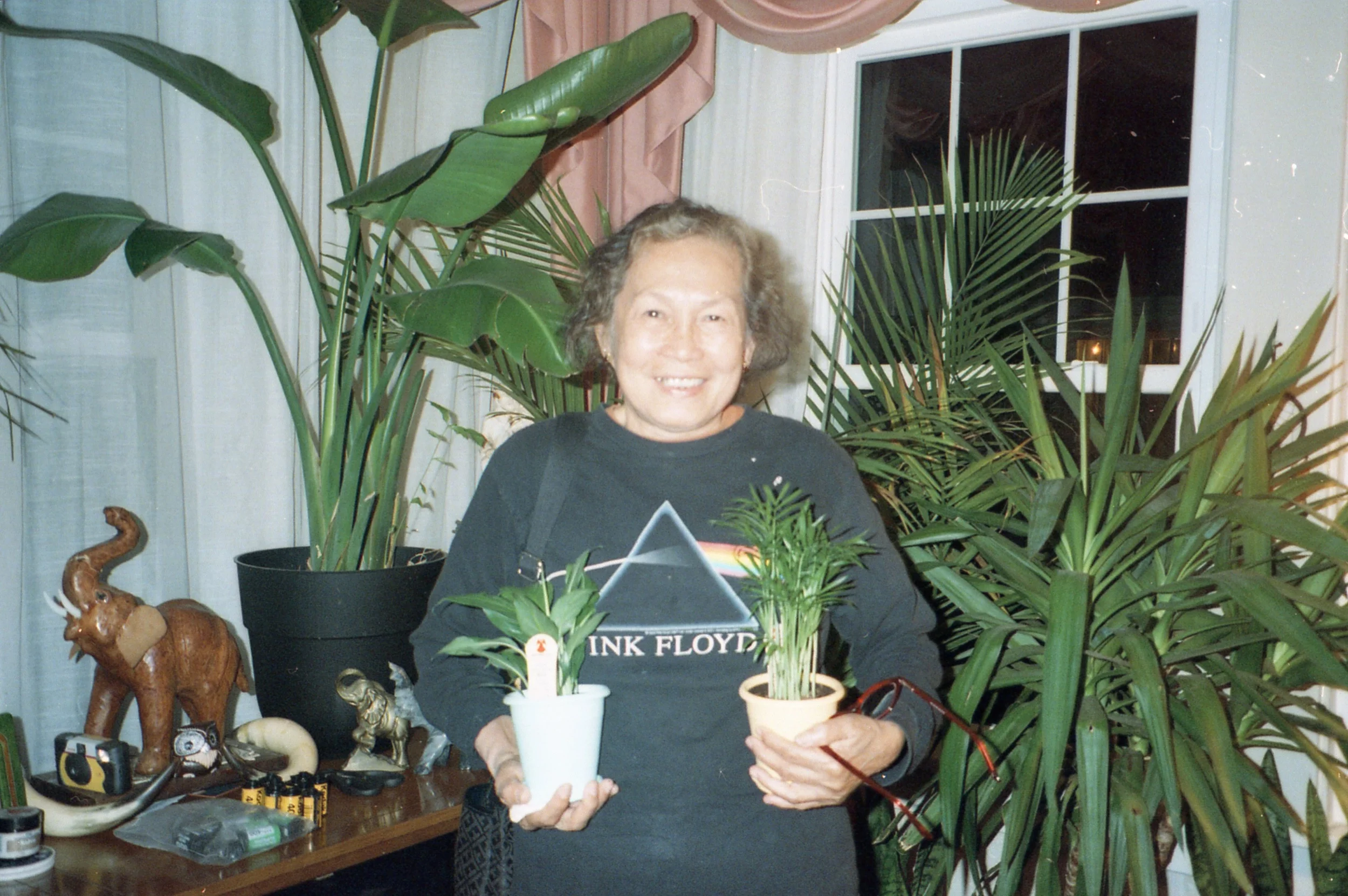 My Auntie in my living room (half the time I see her she’s always wearing my old Pink Floyd shirt)