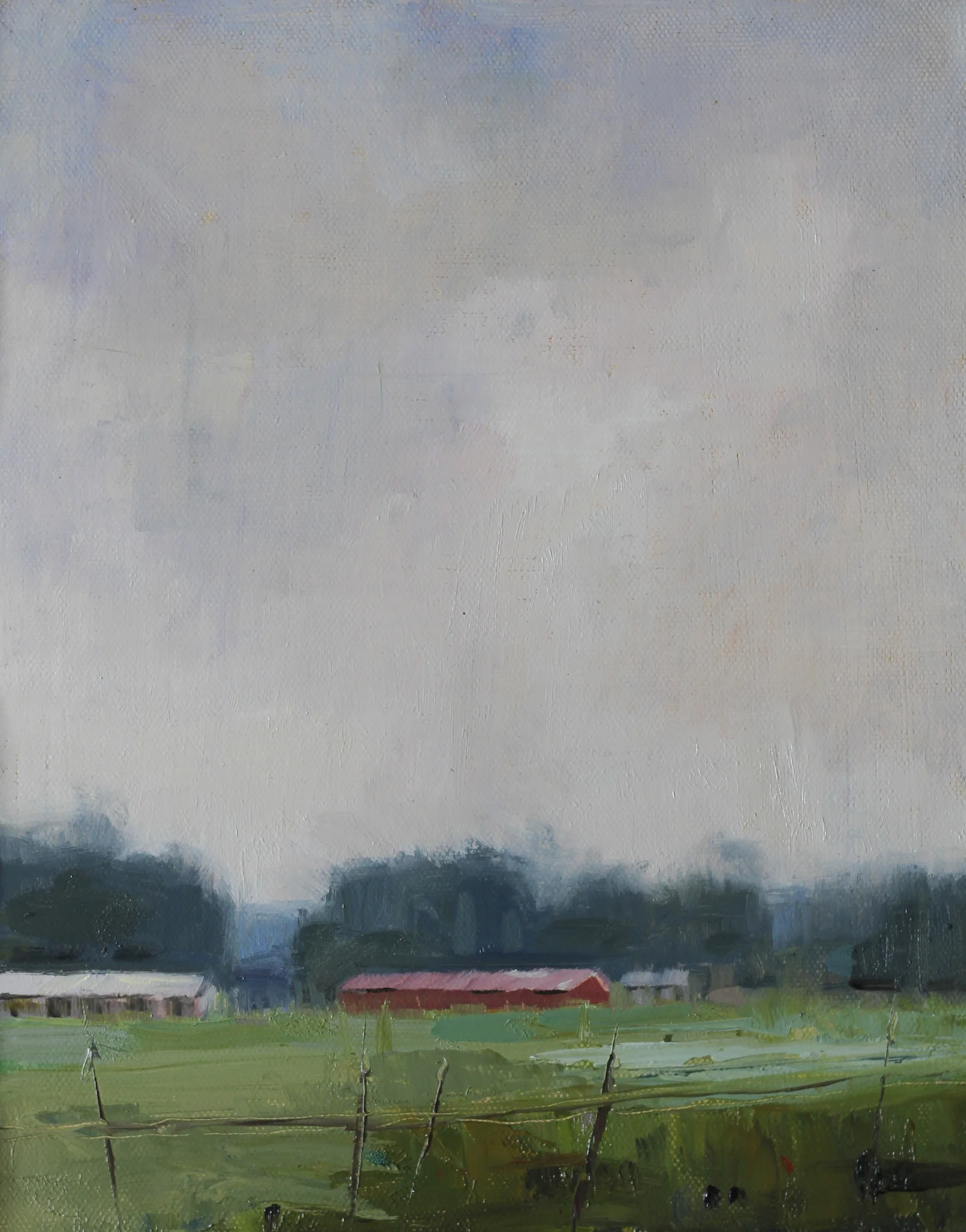 Sauvie Island Overcast Day View Of Barns