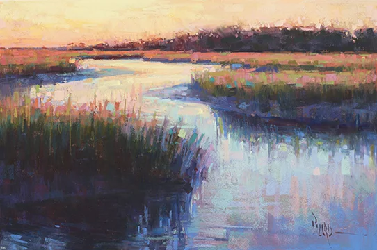 Low Tide Sunset pastel on Wallis Museum Grade 12 x 18" by Alain J. Picard