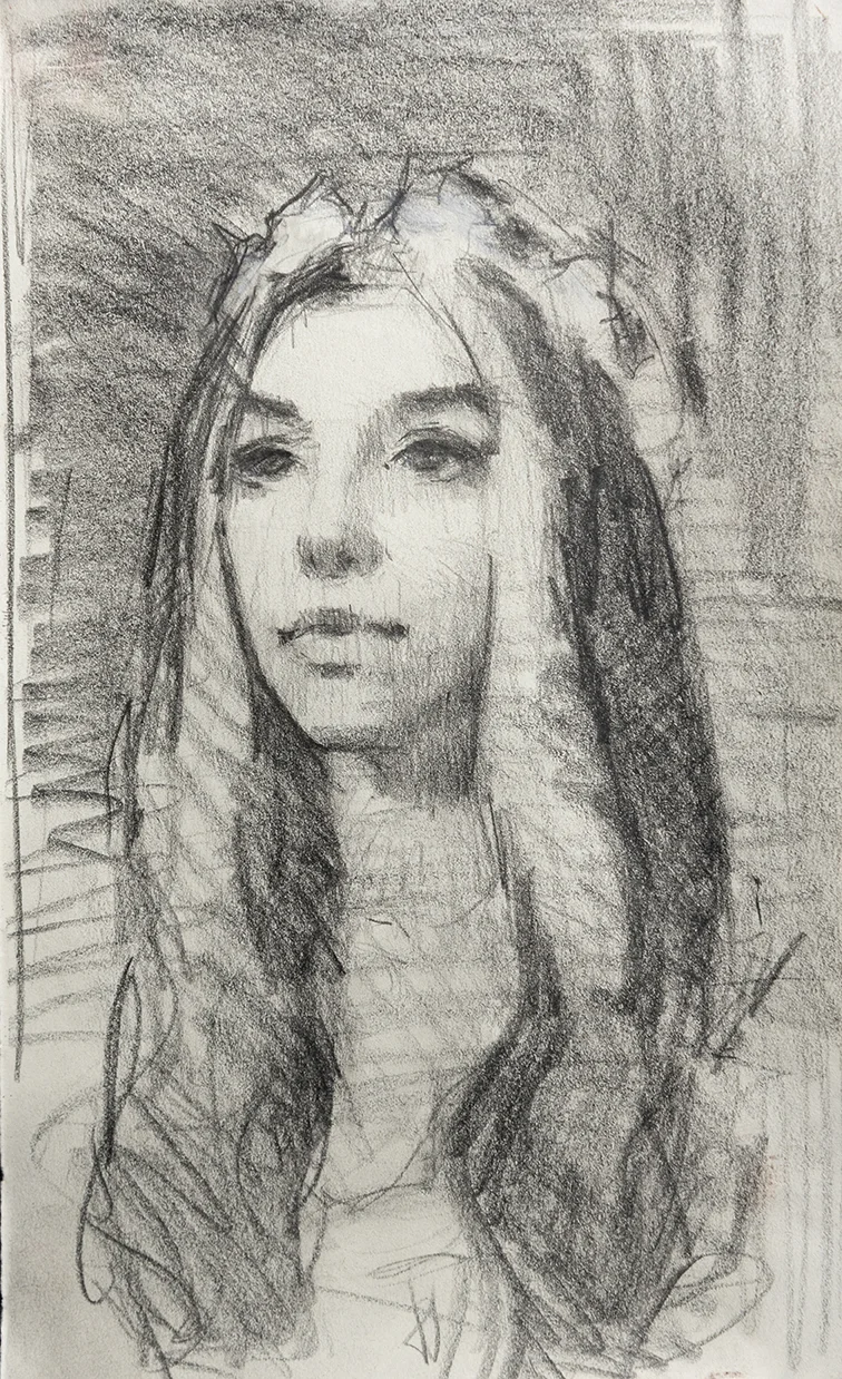  A small sketchbook study done from life during the planning and inspiration stages for a painting called, "The Bride."
