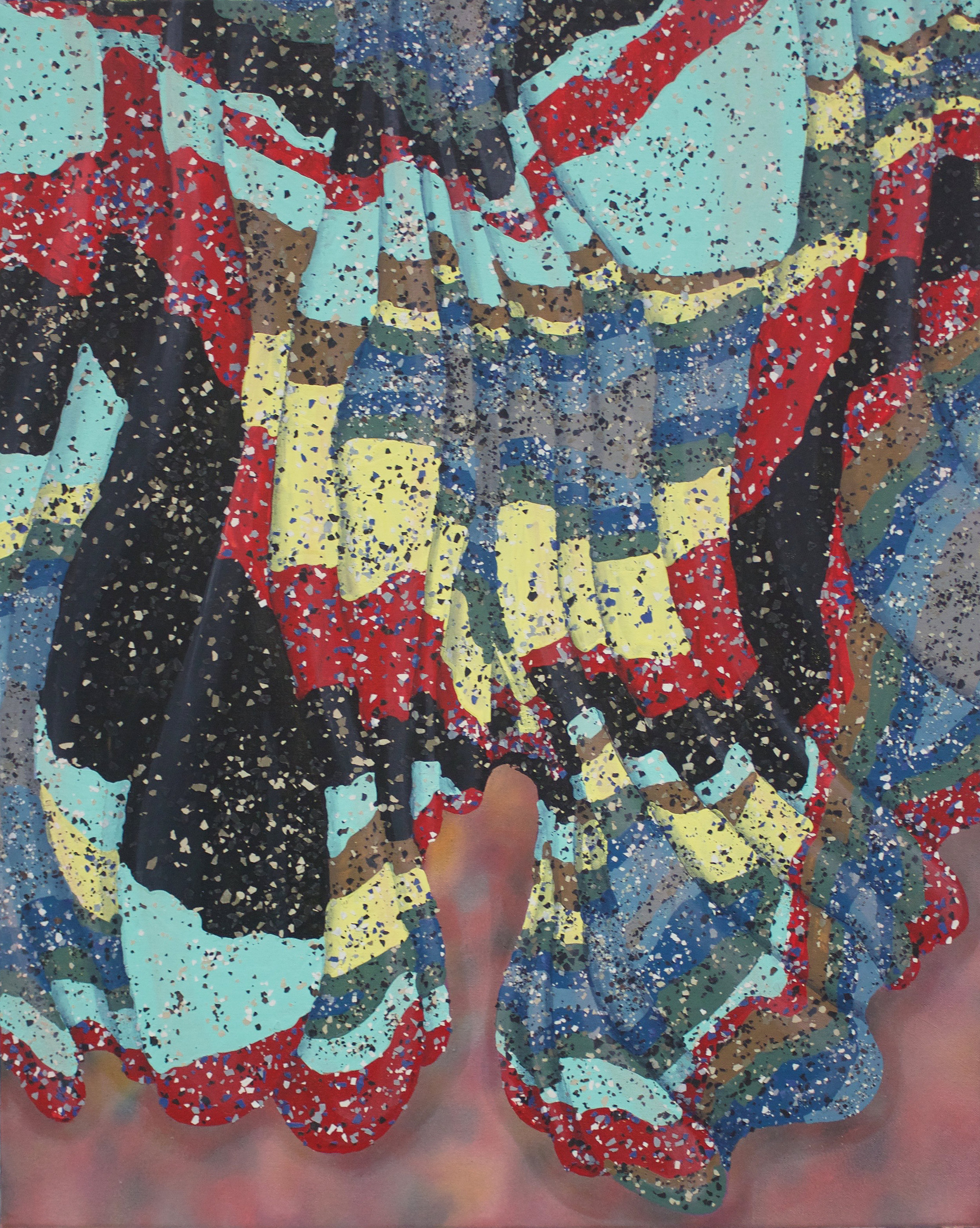  Overdo It, oil, latex, acrylic, and paint chips on canvas, 30x24" 2017 