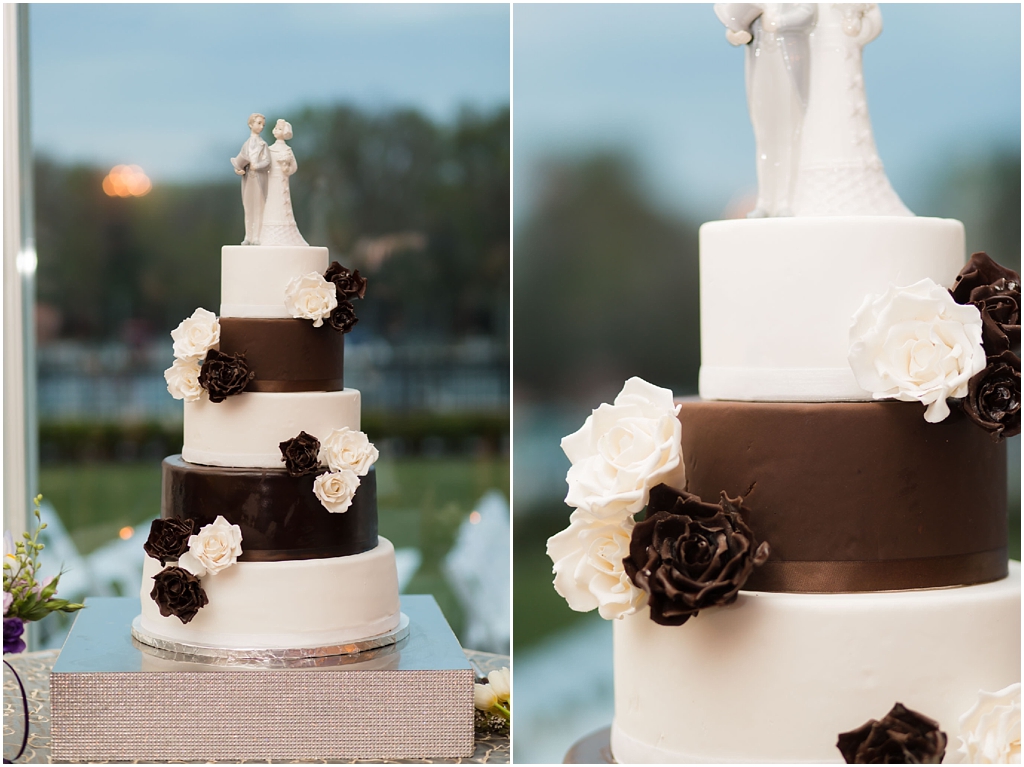 Clarks Landing Wedding photos brown and white cake