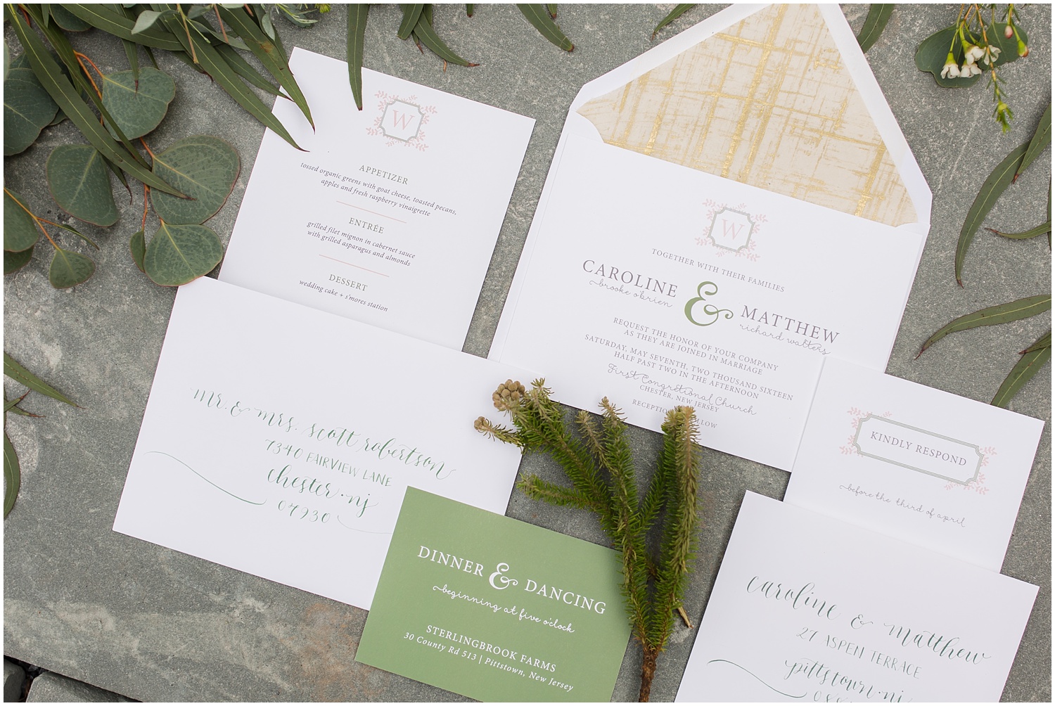 Styled Modern Invitation Suite | Peach and Mint