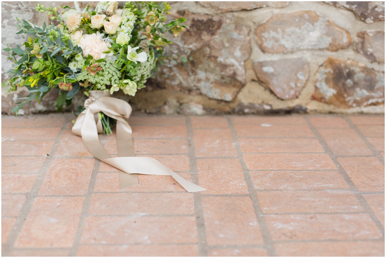 Loose wedding bouquet with dogwood