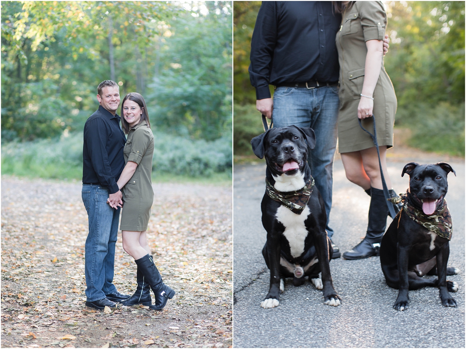 Fall engagement session in new jersey with dogs