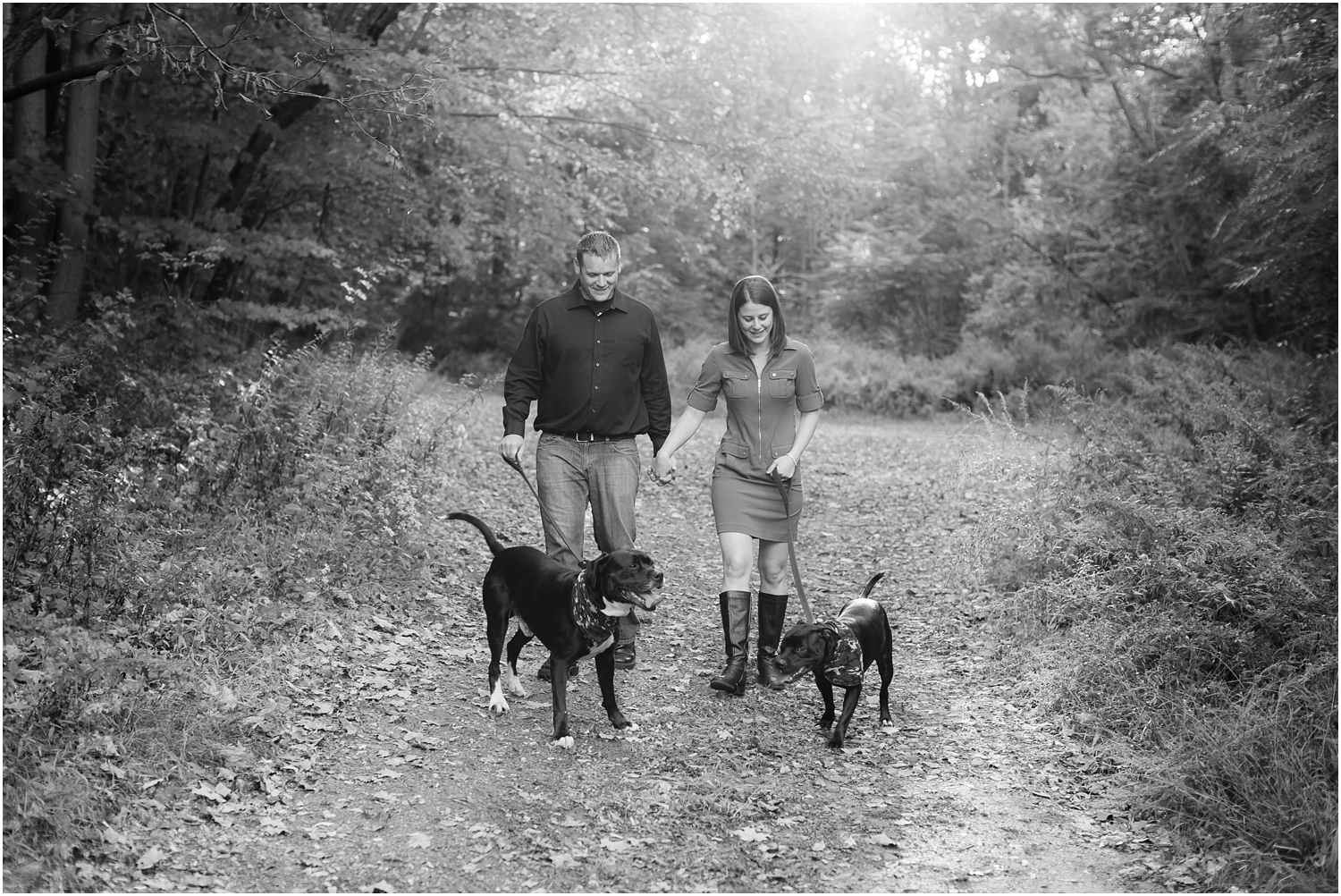 Fall engagement session in new jersey with dogs