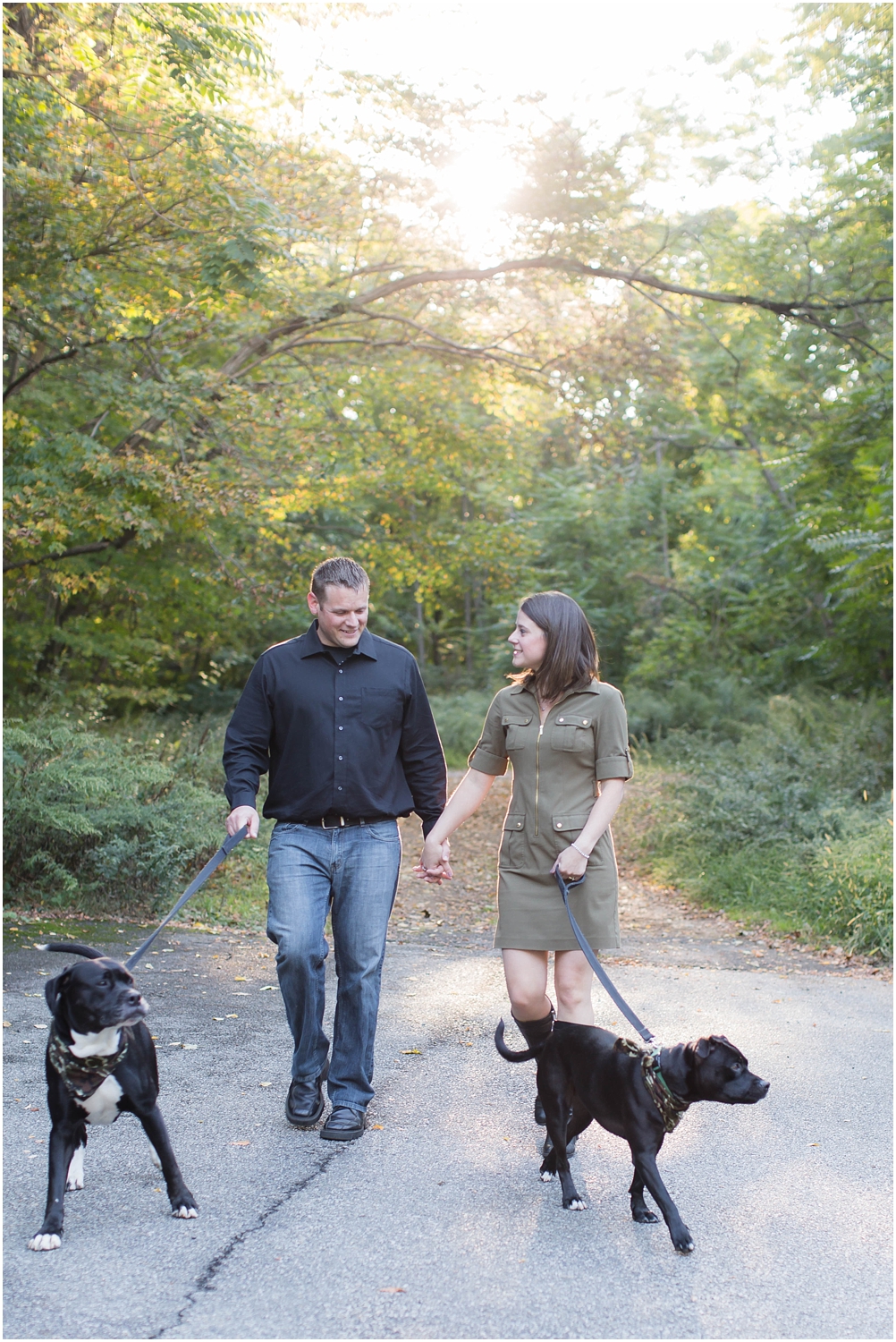Fall engagement session in new jersey with dogs