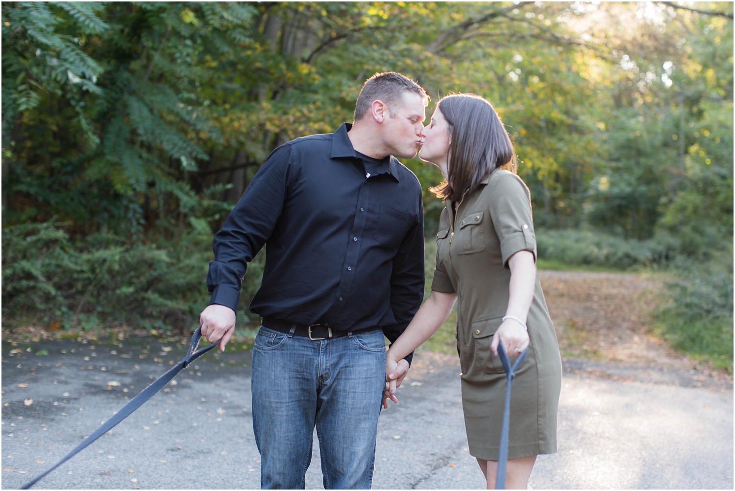 Fall engagement session in new jersey with dogs