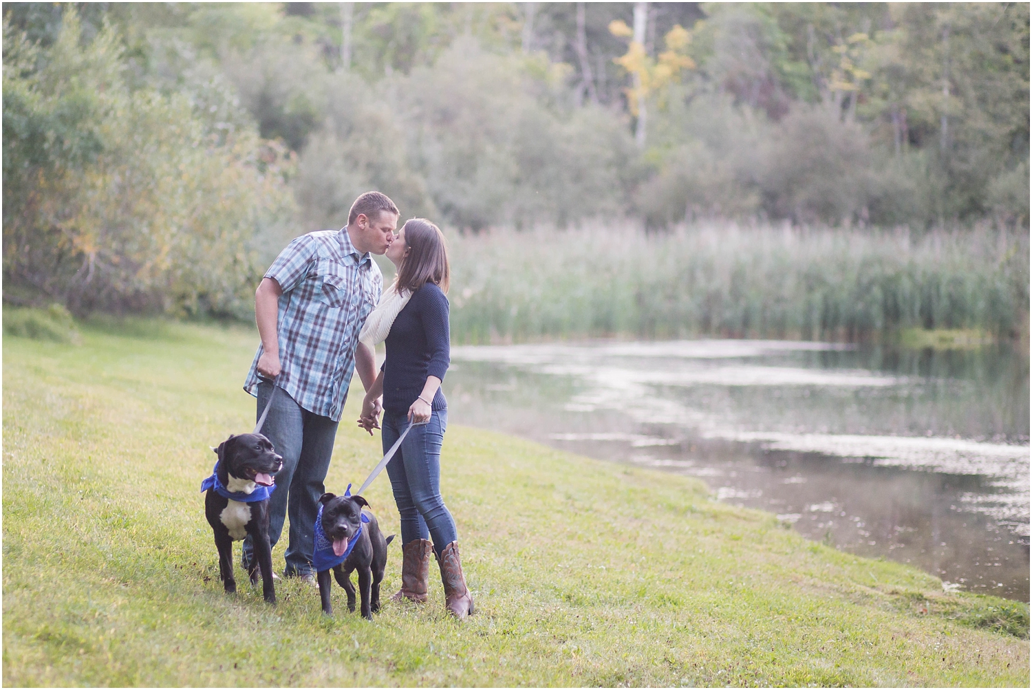 Fall engagement session in new jersey with dogs