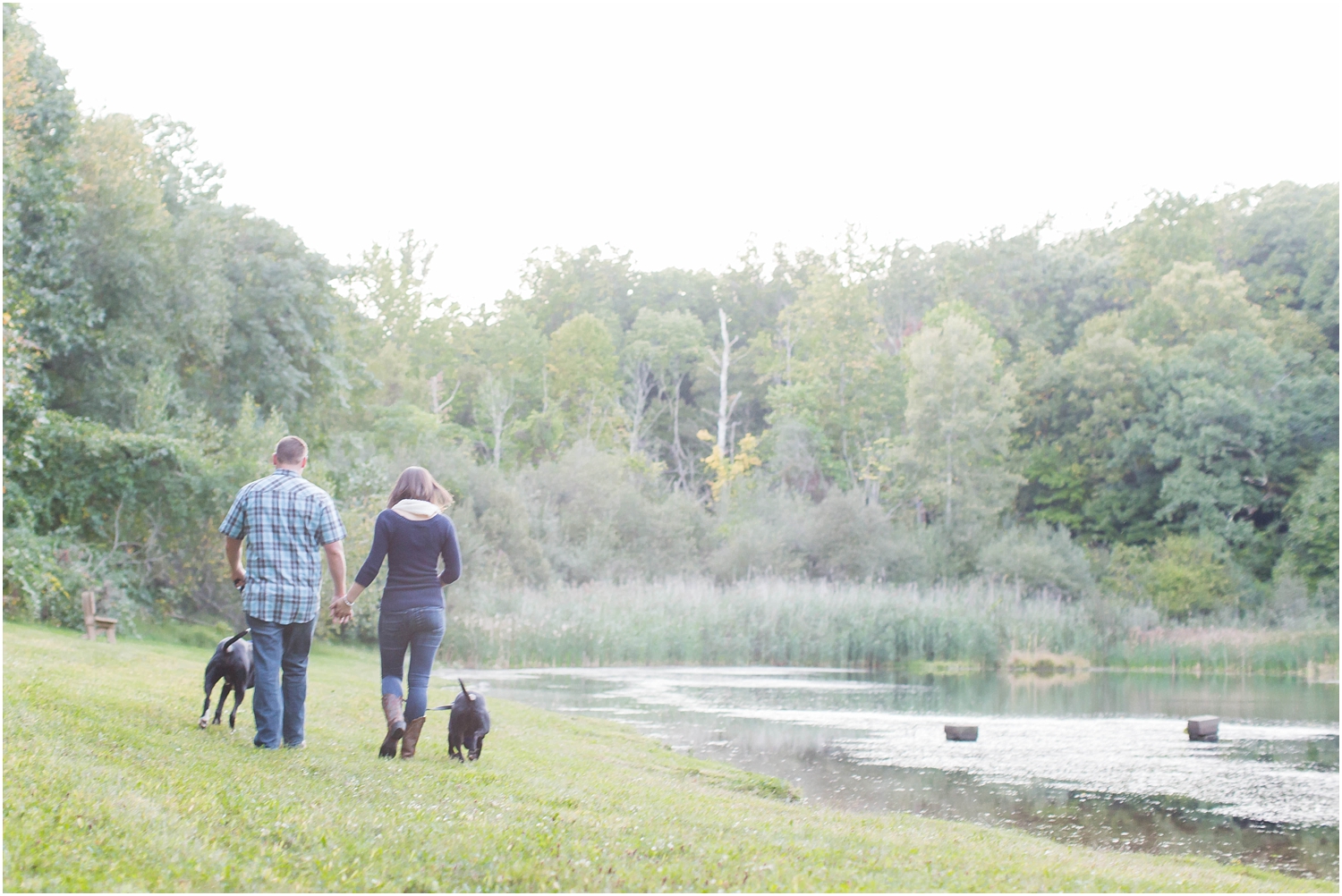 Fall engagement session in new jersey with dogs