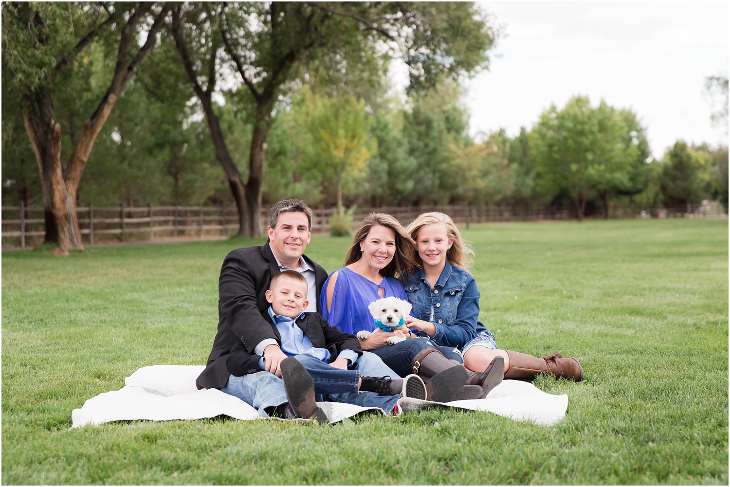 Family Photography in Albuquerque NM at Hartnett Park | Family of four with dog photo session