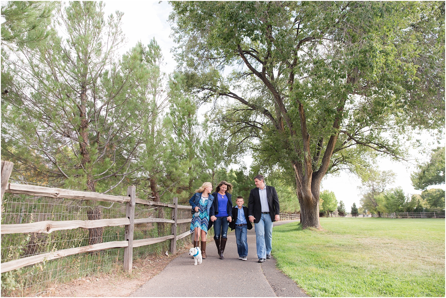 Family Photography in Albuquerque NM at Hartnett Park | Family of four with dog photo session