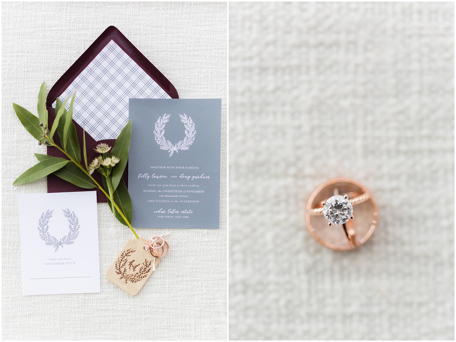 Romantic wedding details | Invitation Suite | Cedar Lakes Estate | Port Jervis, NY 