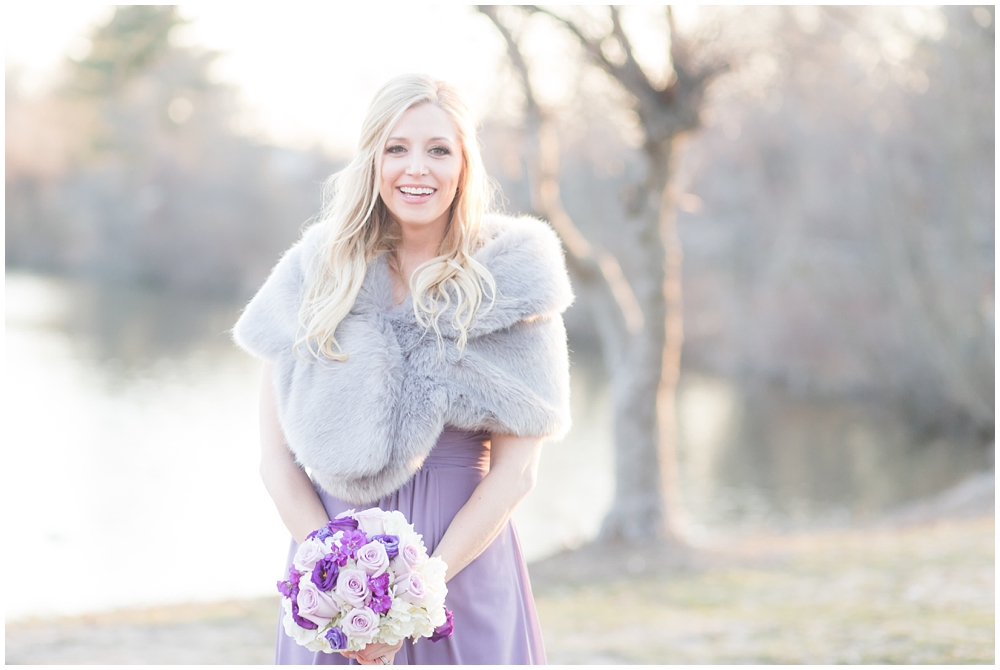 Classic wedding bridesmaid portrait winter wedding