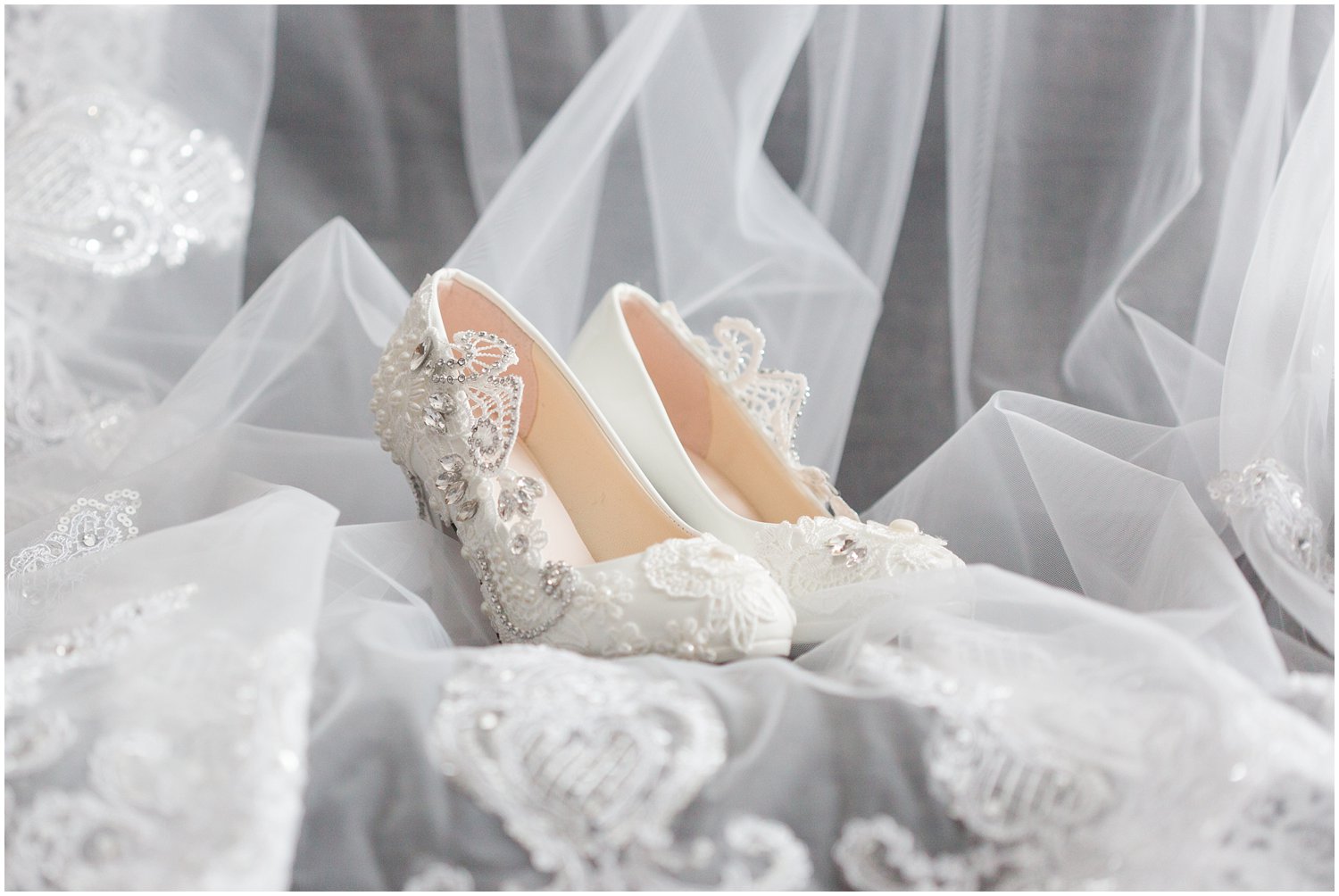 Lacey jeweled bridal shoes