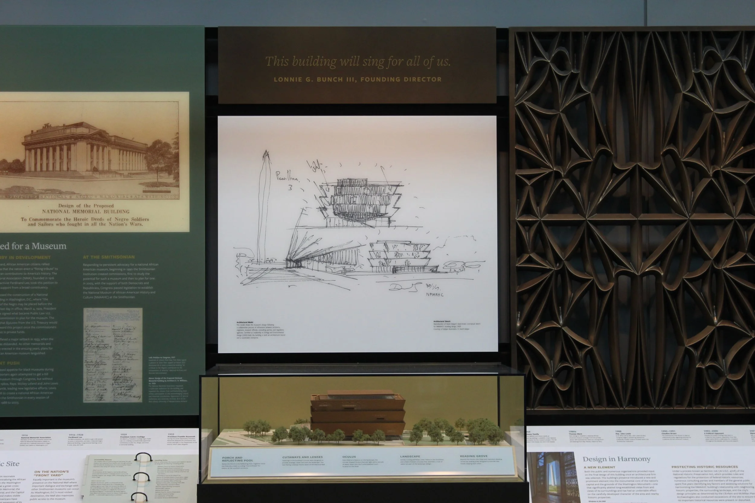 Ideas behind the building. The National Museum of African American History. Photo by: B. Clzianoski of EN Architects