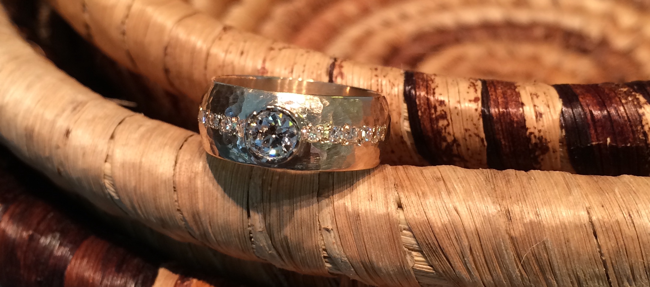 Re-purposed vintage wedding band and diamonds from an old wedding set.