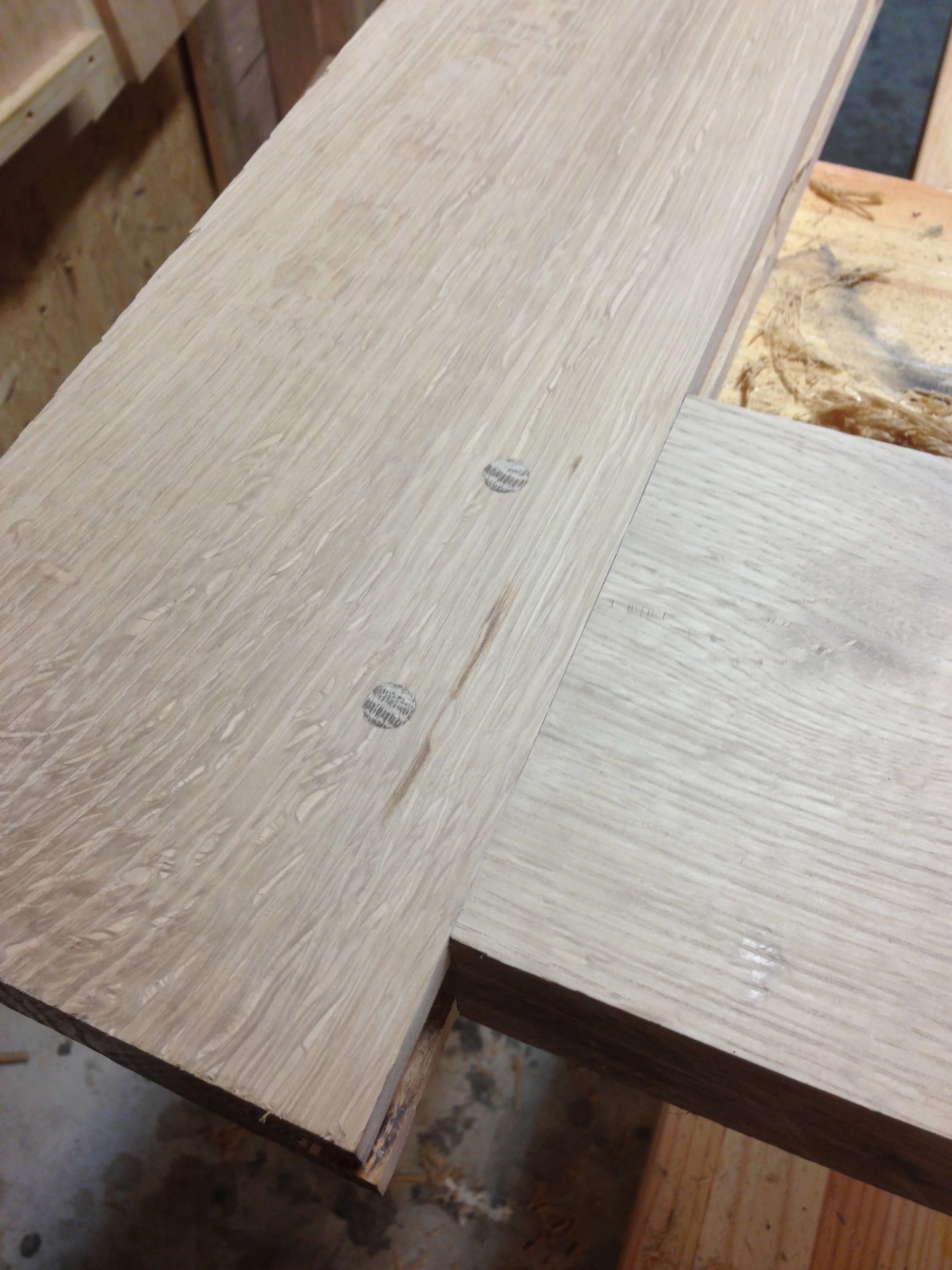pins in and flush trimmed