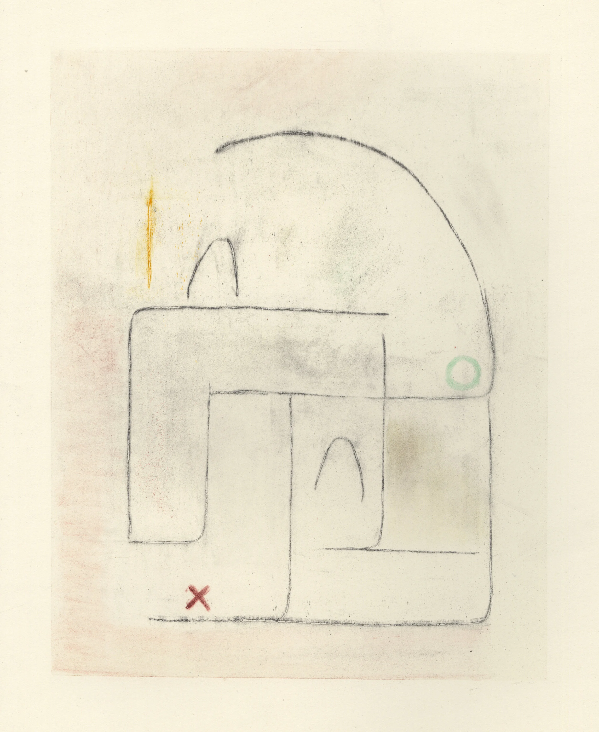2017 Silkscreen monoprint with graphite and pastel