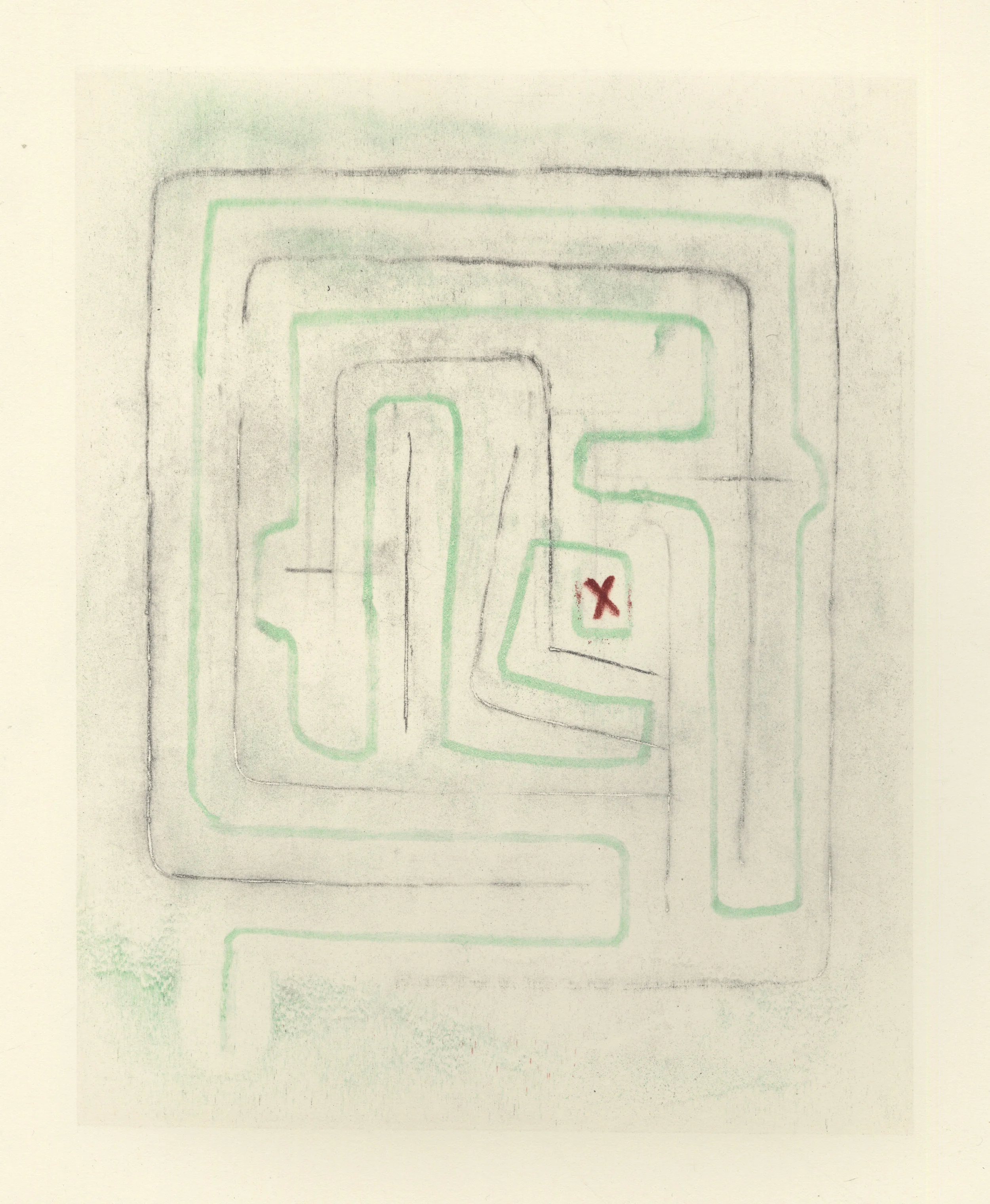 2017 Silkscreen monoprint with graphite and pastel