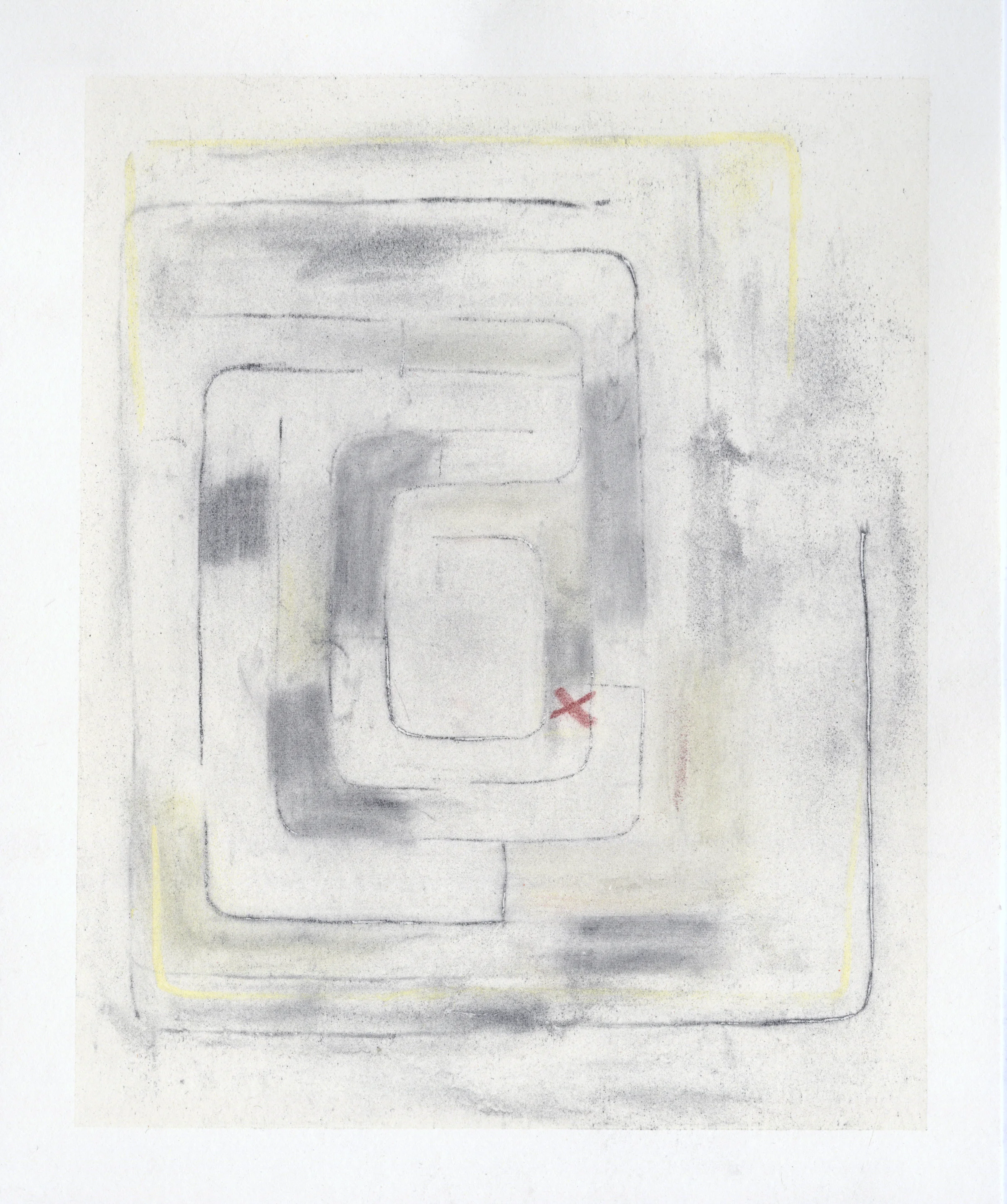 2017 Silkscreen monoprint with graphite and pastel