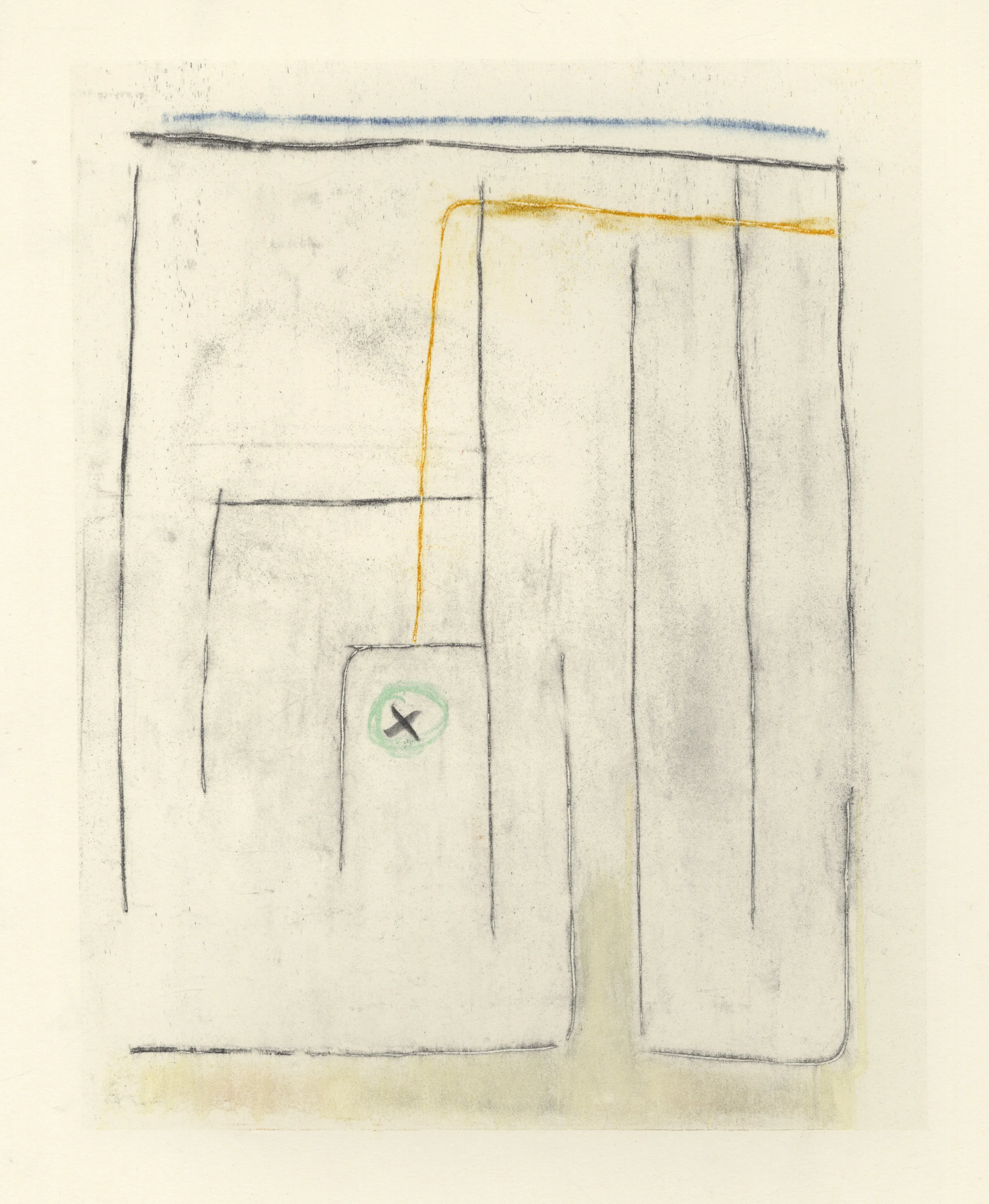 2017 Silkscreen monoprint with graphite and pastel