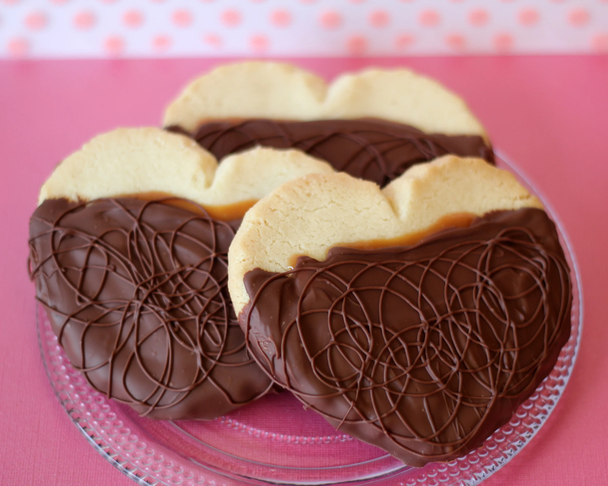 Valentine's Chocolate & Caramel Covered Butter Cookies