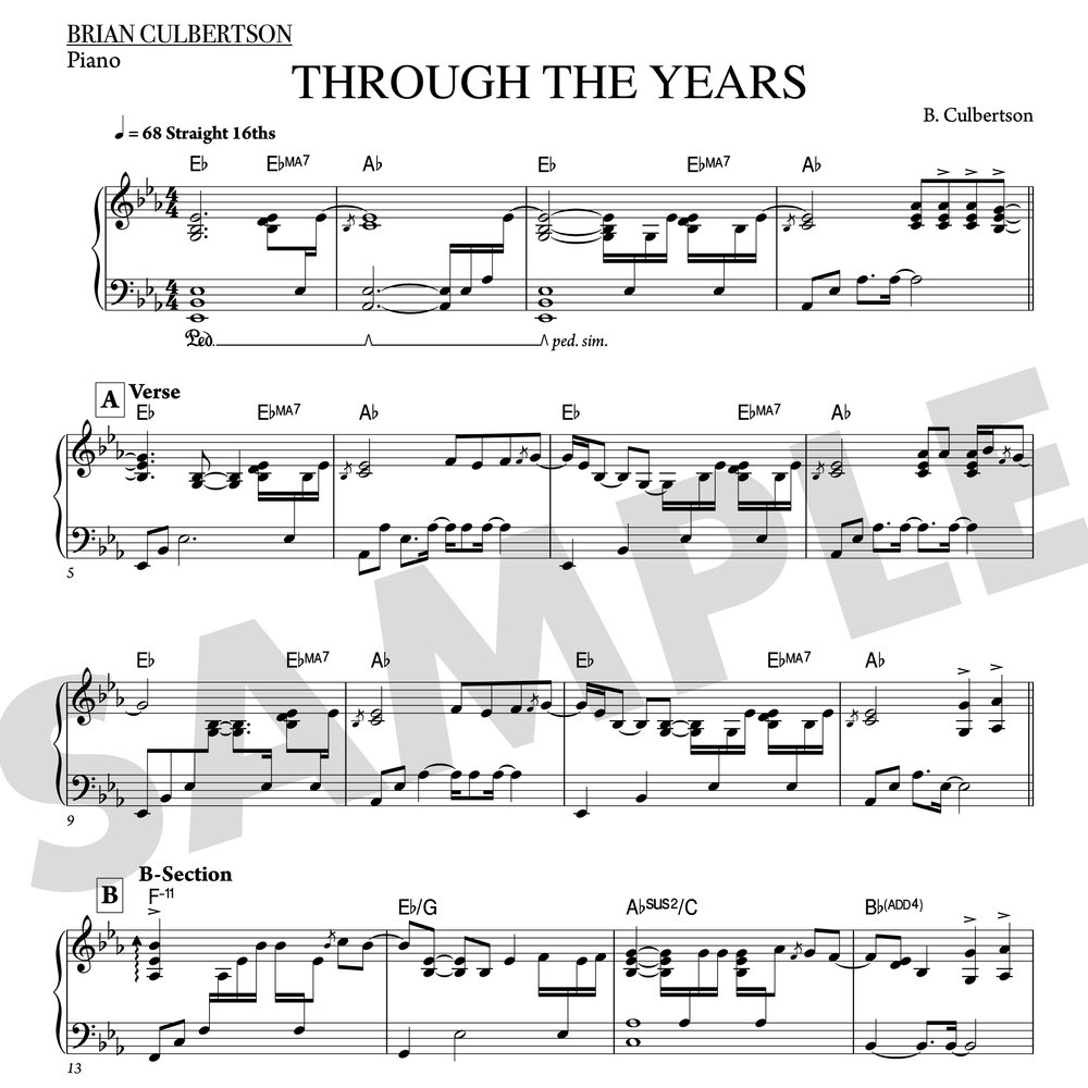Through The Years Piano Sheet Music — brian culbertson
