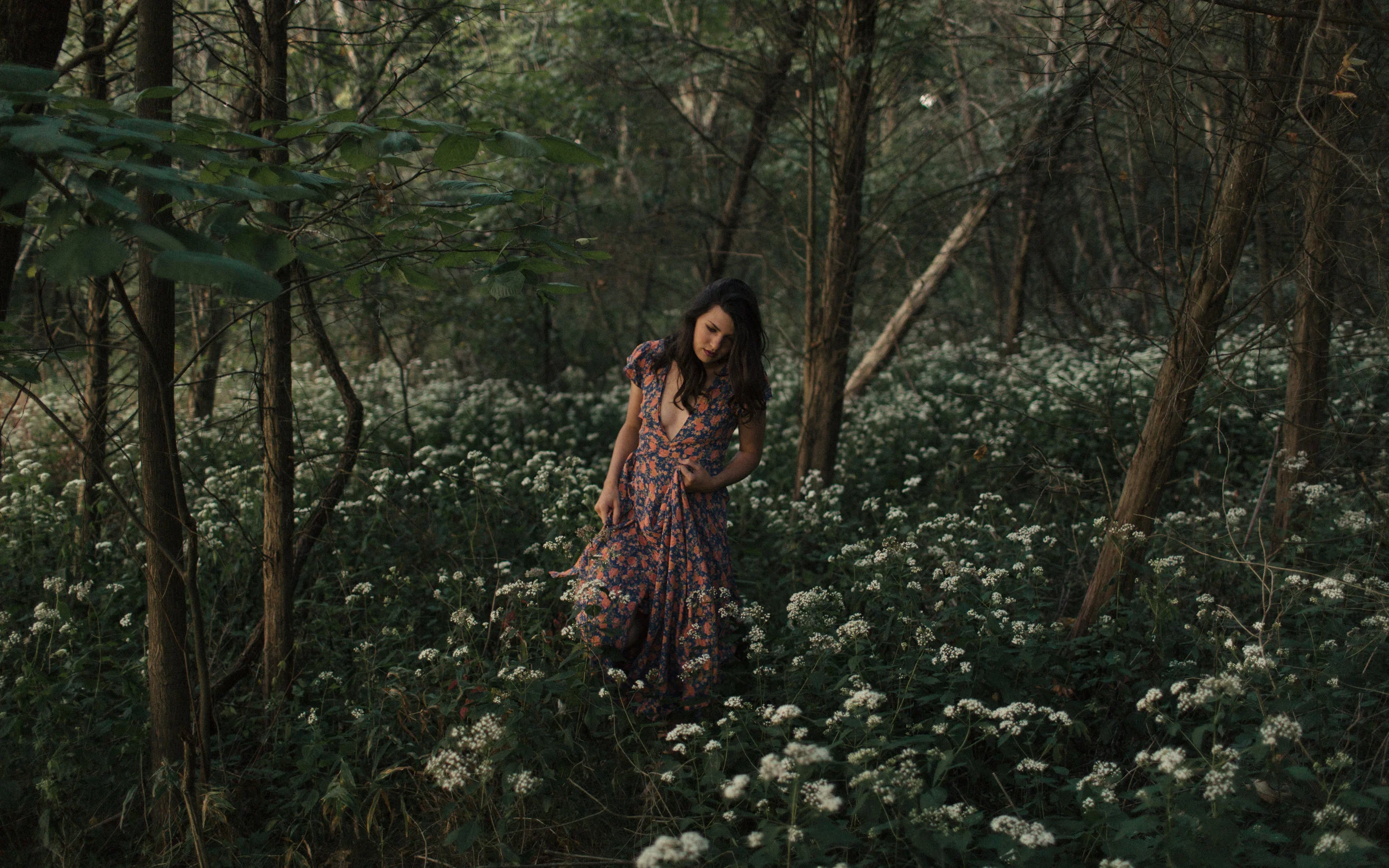 sunset editorial photos floral maxi dress bohemian editorial sarah rose photography ohio