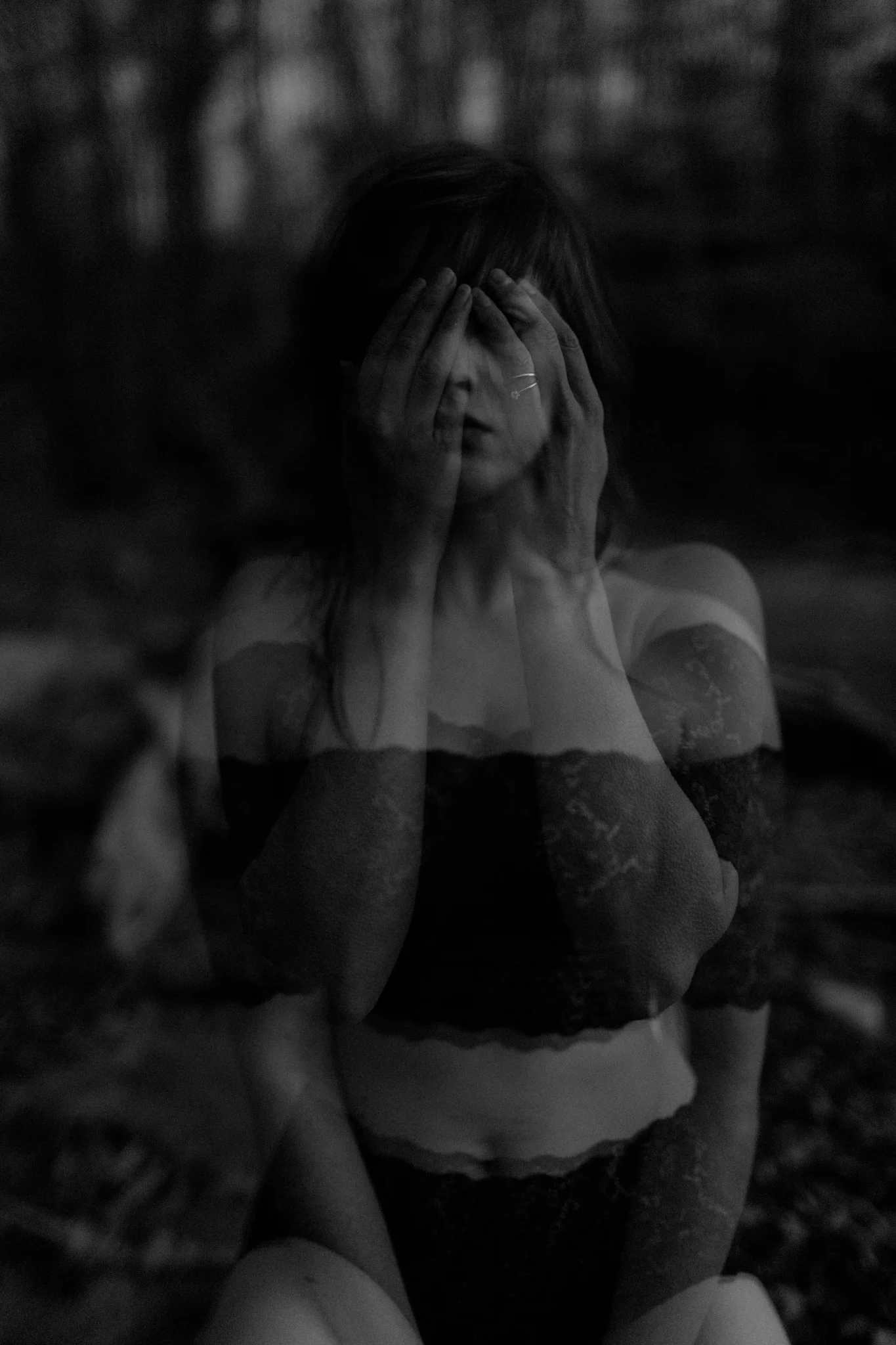 double exposure cap sleeve lace bralette by nahina lingerie editorial by sarah rose model rachael schmitt found models columbus ohio