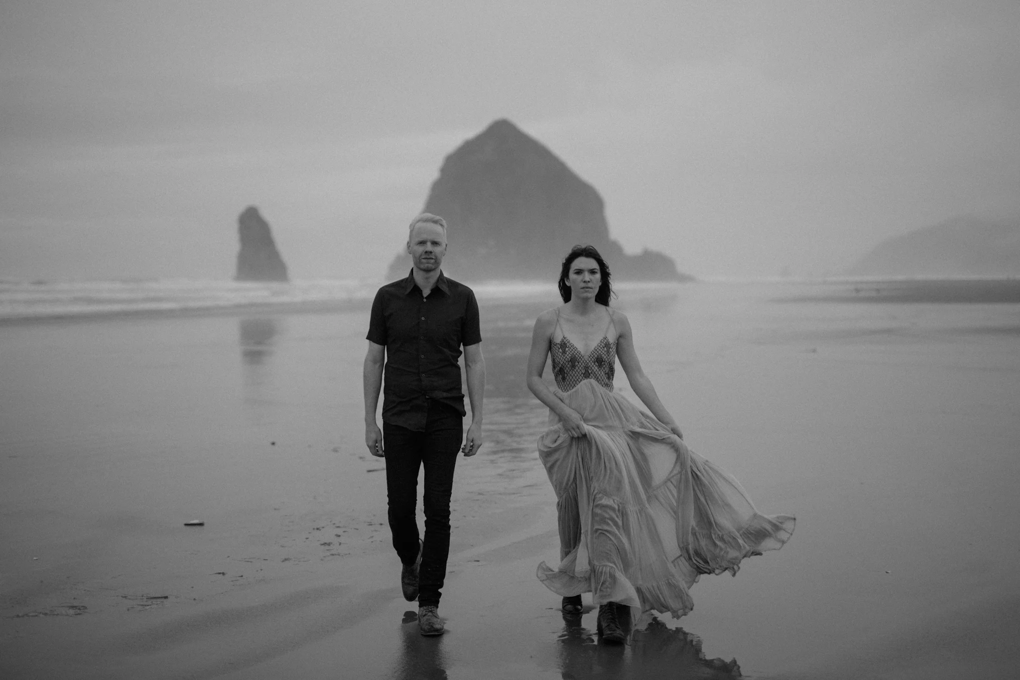 Oregon coast engagement session at cannon beach and ecola state park destination travel photographer sarah rose walk