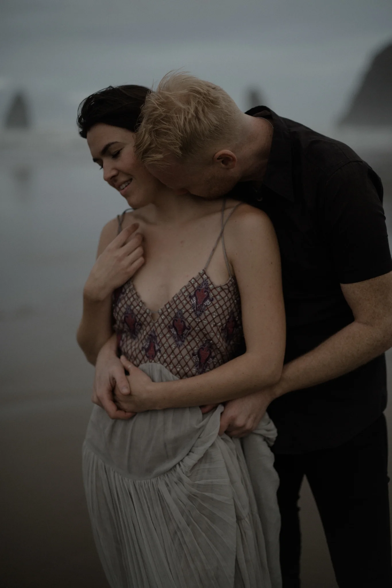 Oregon coast engagement session at cannon beach and ecola state park destination travel photographer sarah rose walk