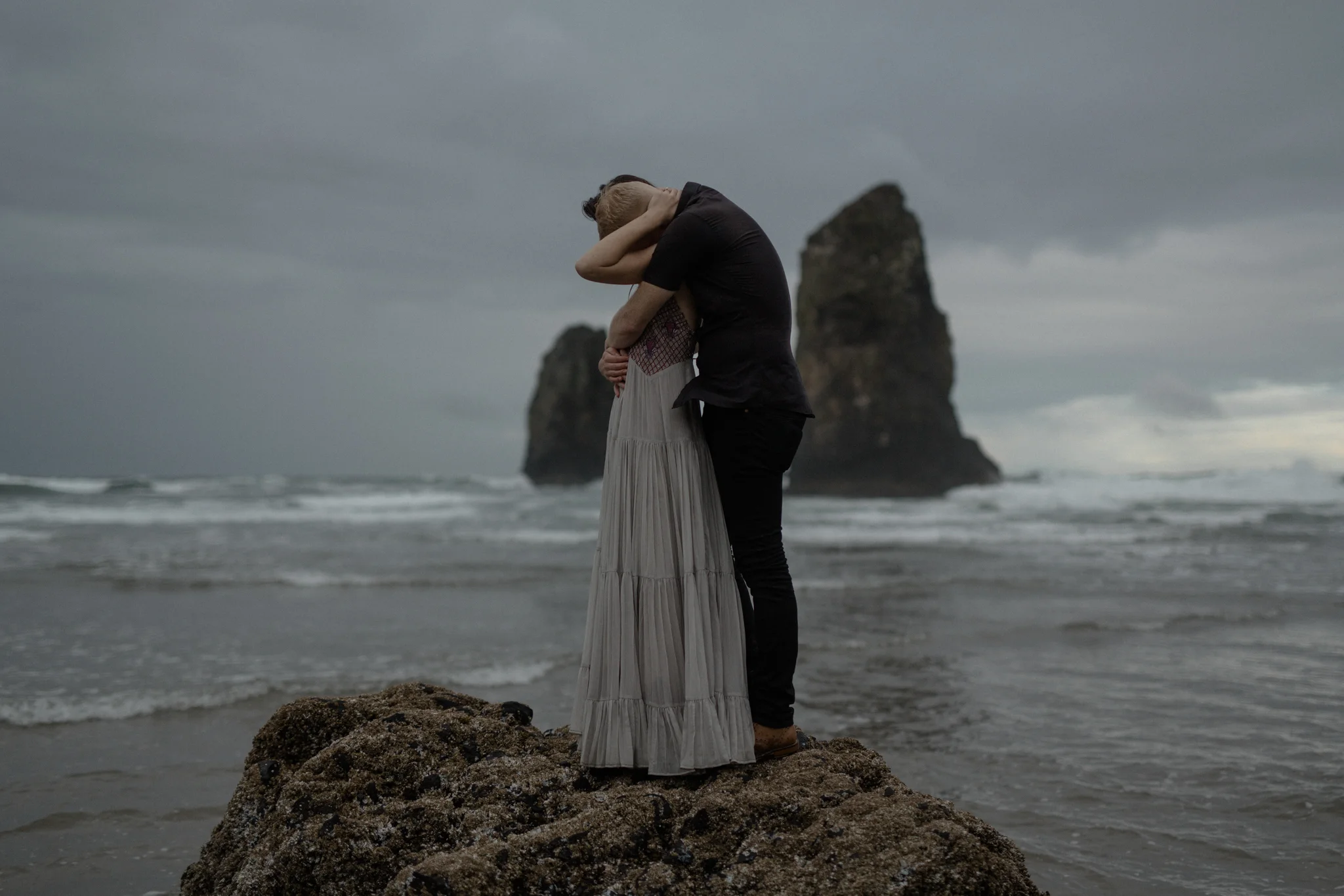 Oregon coast engagement session at cannon beach and ecola state park destination travel photographer sarah rose walk