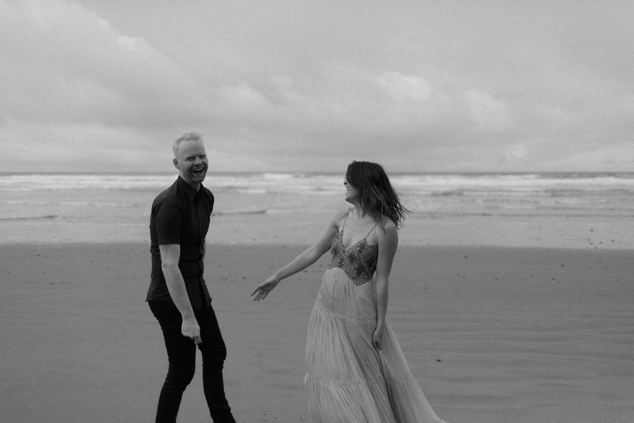 Oregon coast engagement session at cannon beach and ecola state park destination travel photographer sarah rose walk