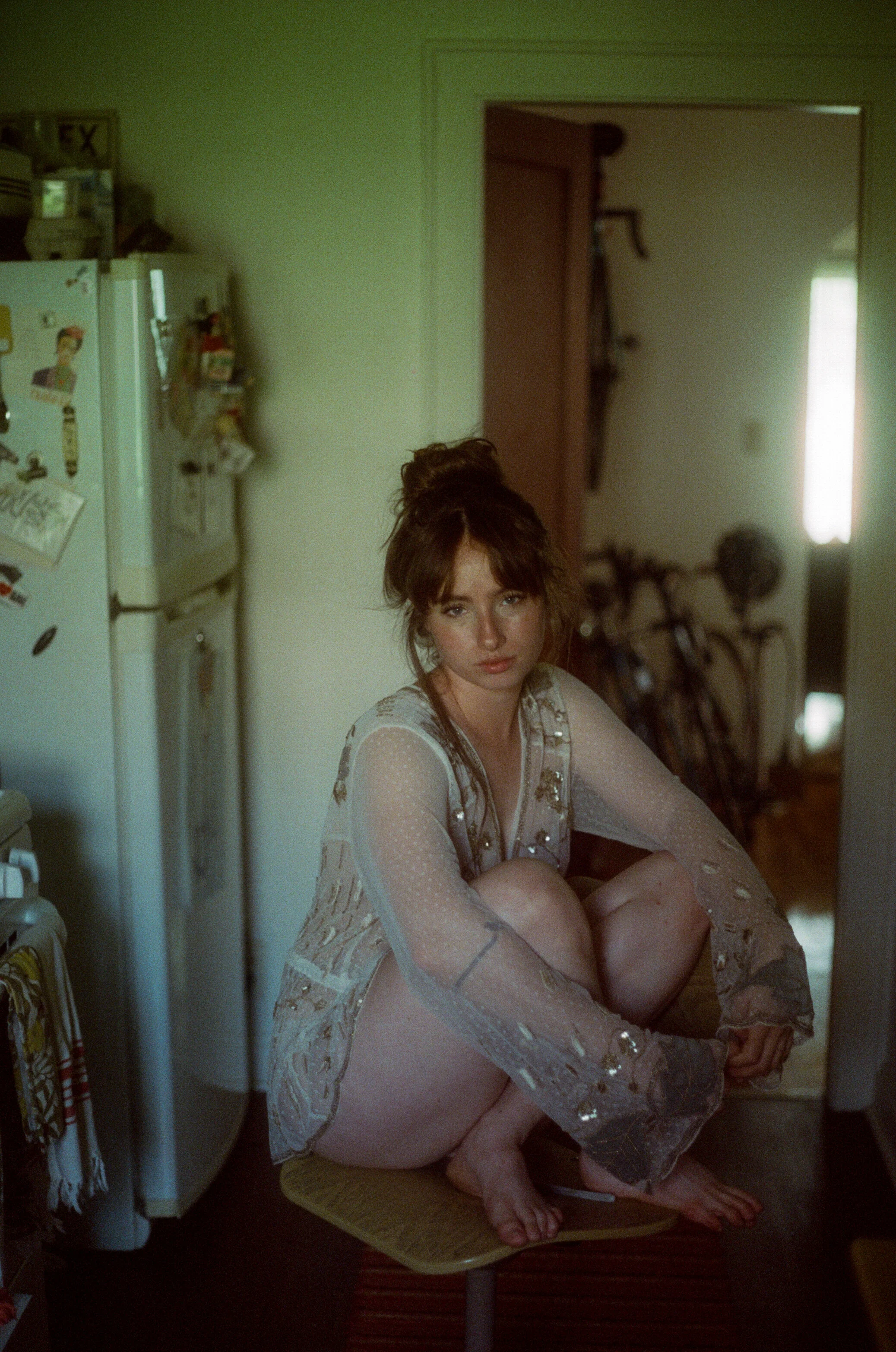 A 35mm portrait of Hana on Cinestill 800t film by Sarah Rose