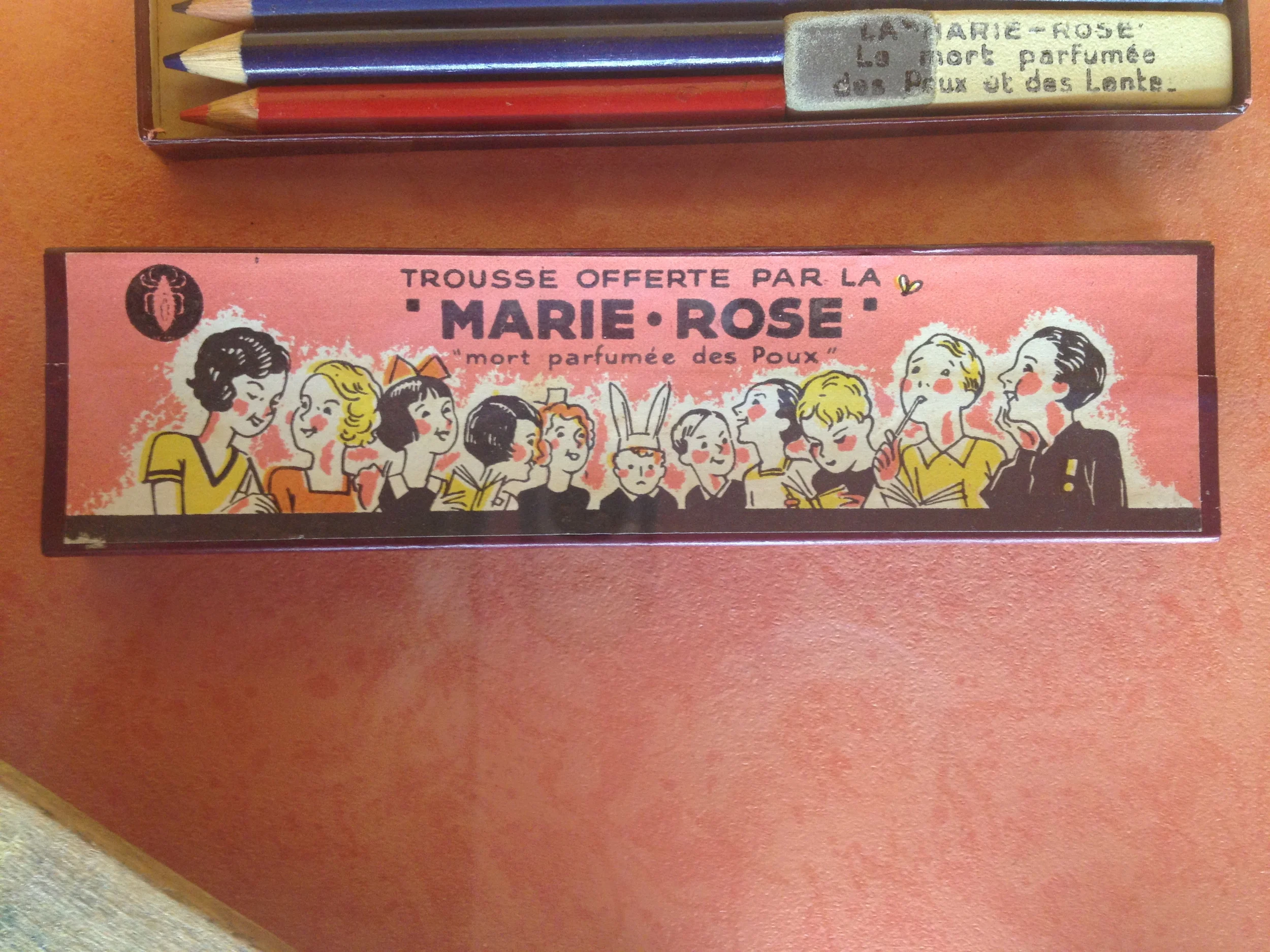 this pencil box compliments of Marie Rose, the perfumed death of head lice. :-0