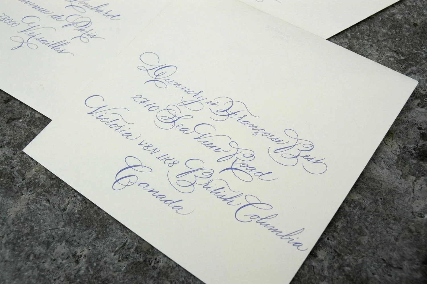 custom lavender wedding address calligraphy by Studio French Blue