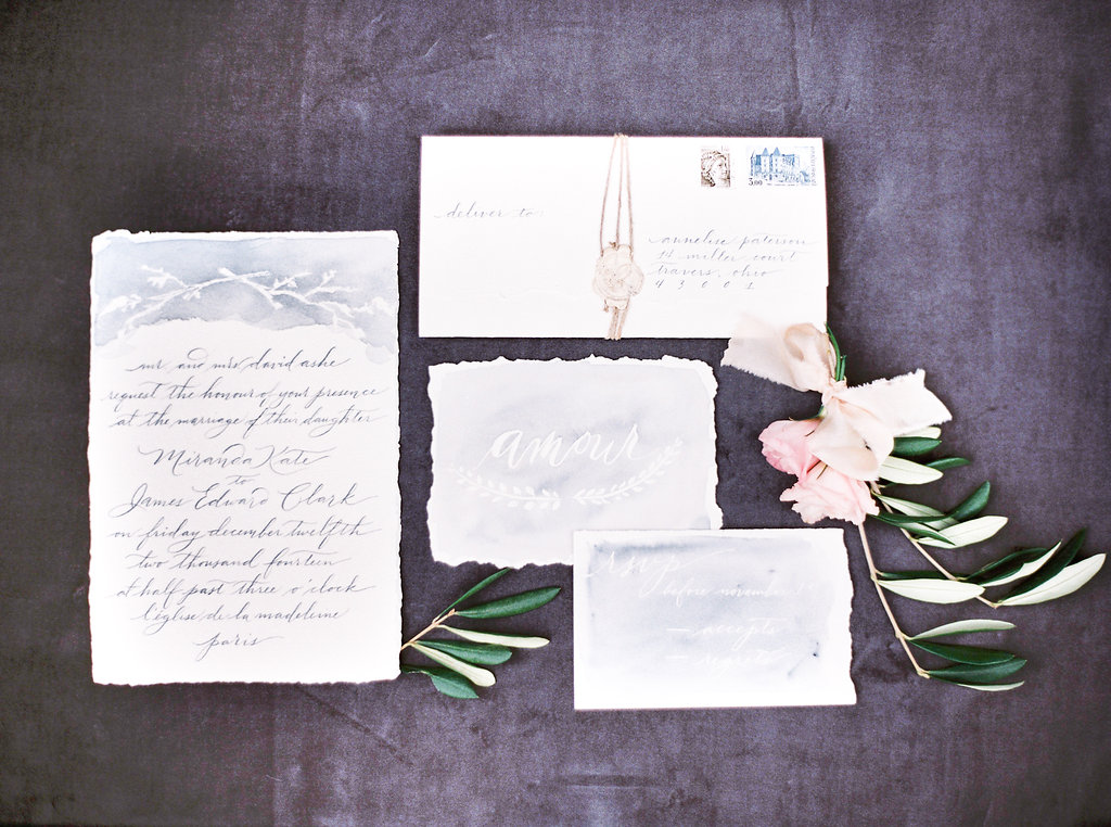 Watercolor invitation by Studio French Blue
