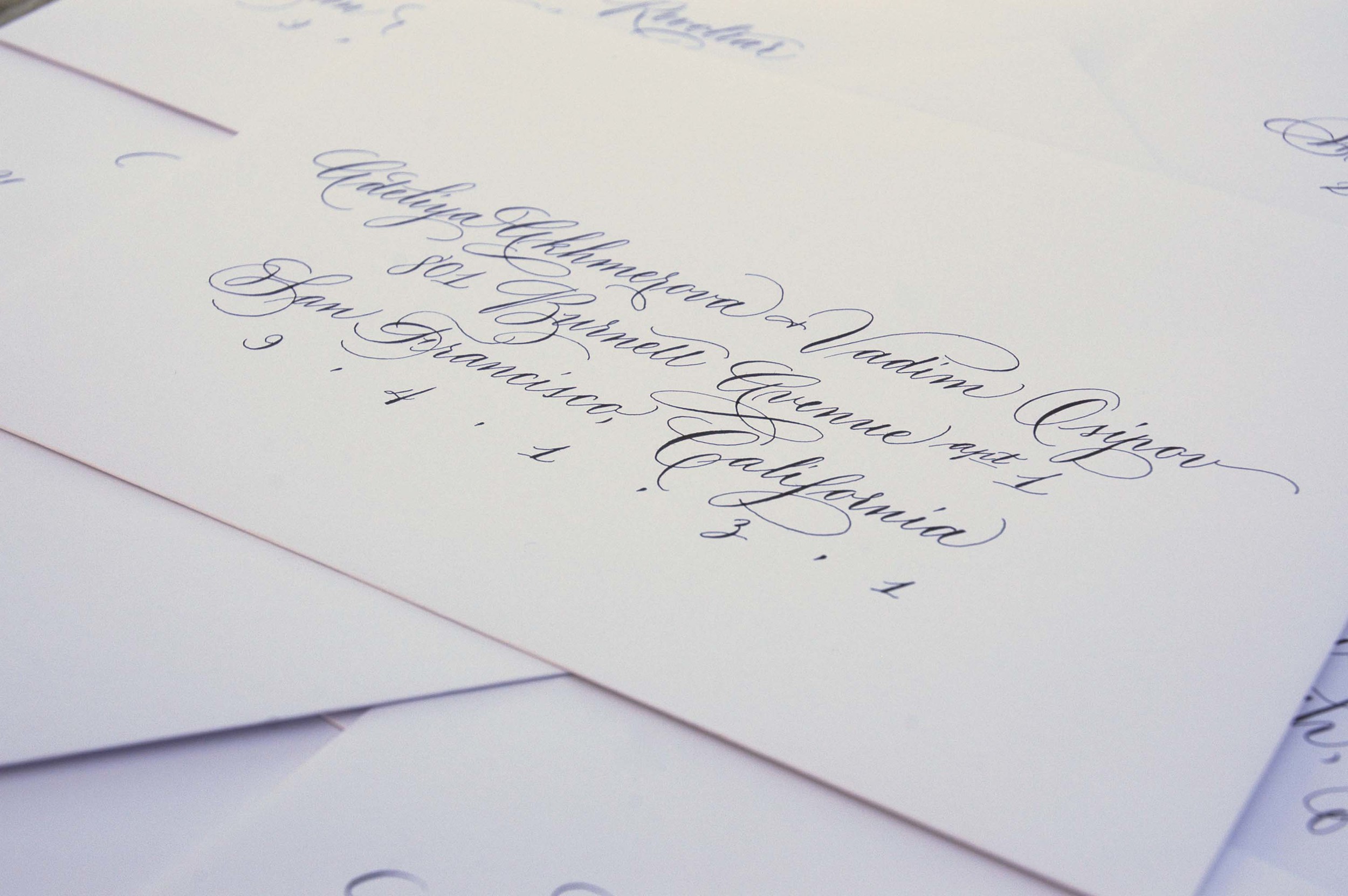 ornamental penmanship style calligraphy by Studio French Blue