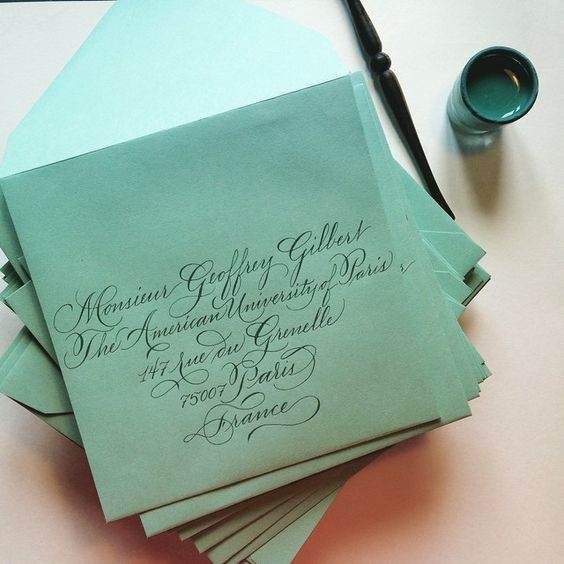 tone-on-tone calligraphy, turquoise and pool. StudioFrenchBlue.com