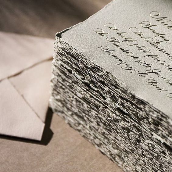 Calligraphy letterpress on handmade paper, Studio French Blue