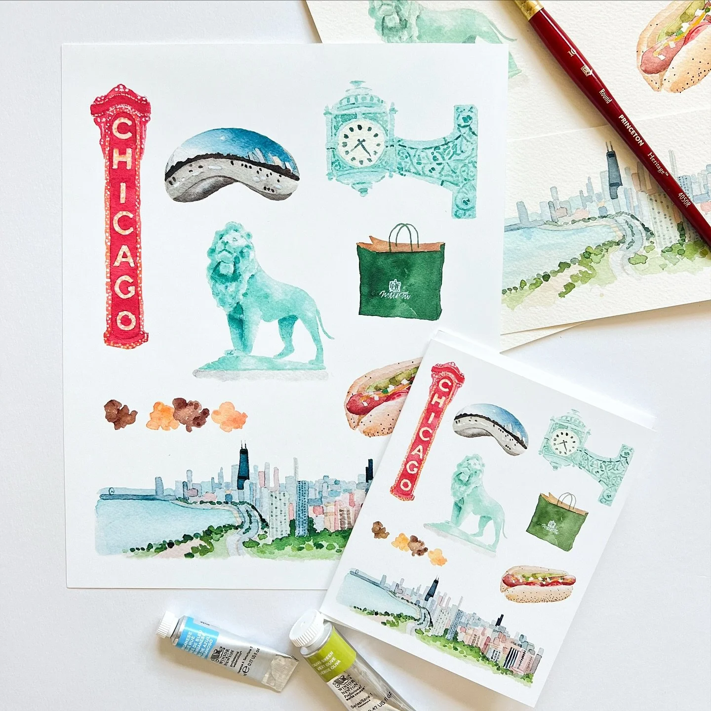 My Chicago prints and cards are two of my most popular designs&hellip;one for the holidays and the other for year-round decor. They&rsquo;re great for gifting to loved ones from the area, to college students for dorm decor or just to treat yourself! 