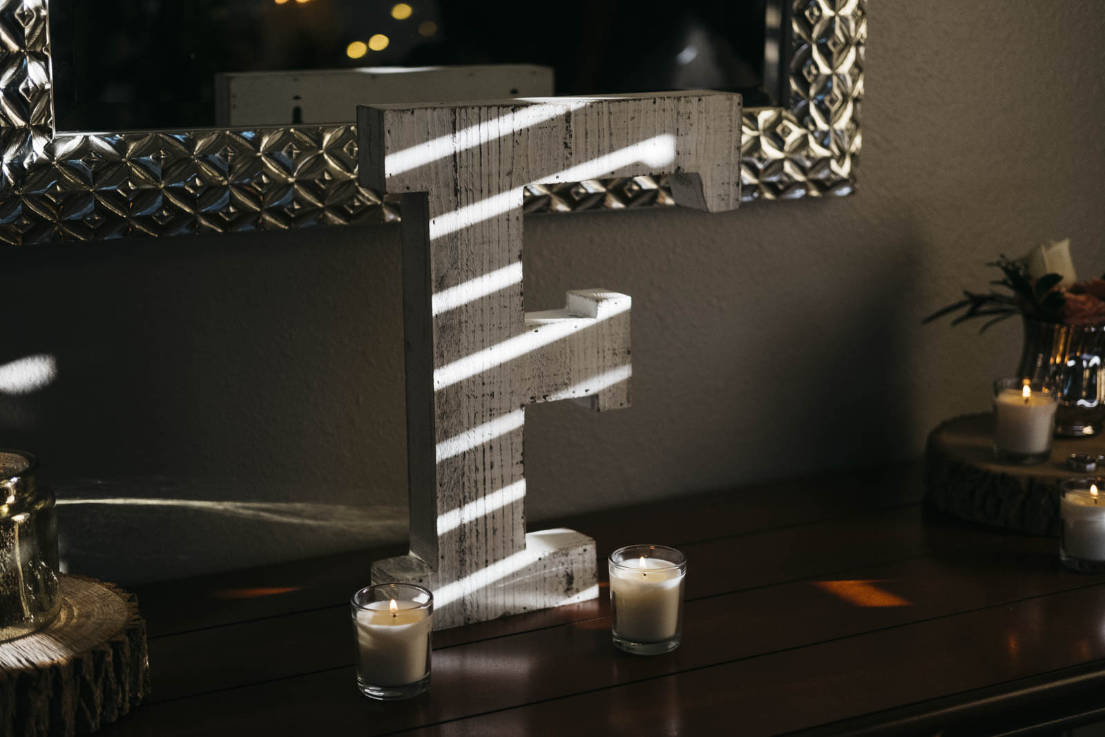 At-home wedding decorations.