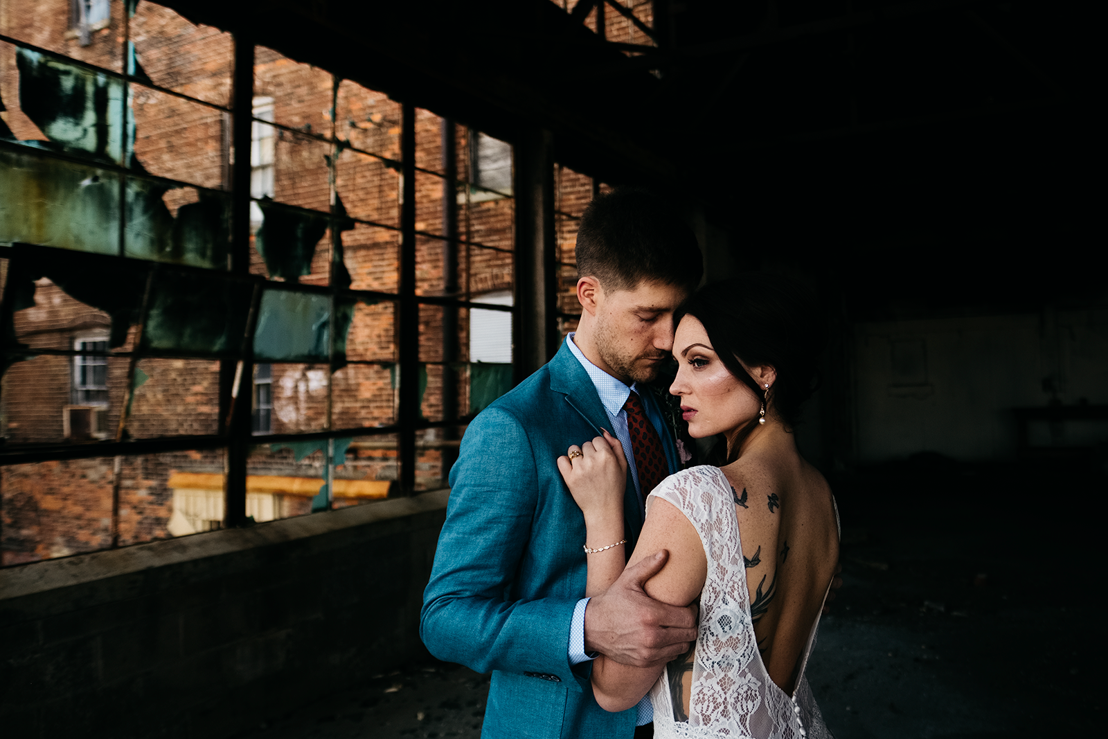 Bride and Groom pose at Great Lakes Event Center in Toledo, Ohio