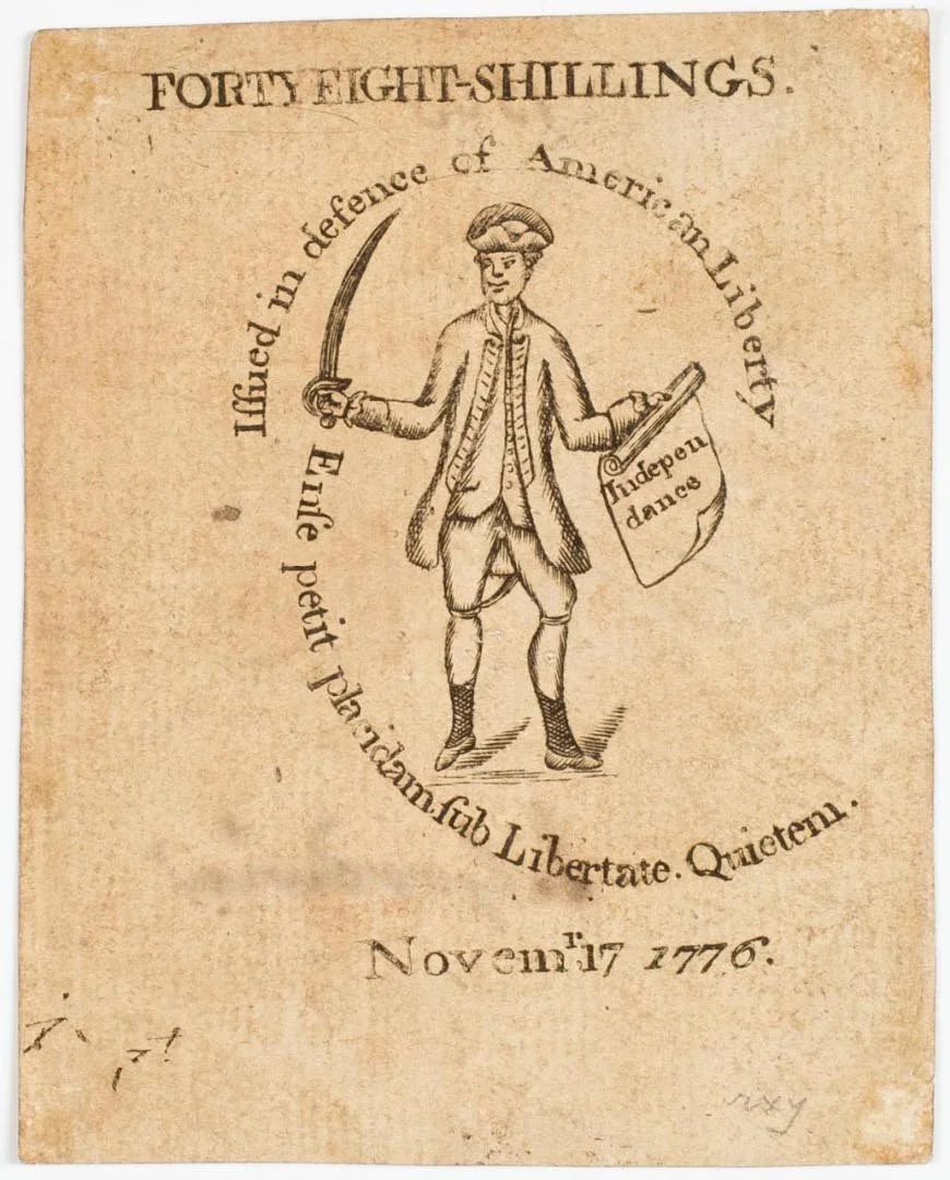 Forty-eight-shilling note, issued November 17, 1776, engraved, Boston: Paul Revere. American Antiquarian Society