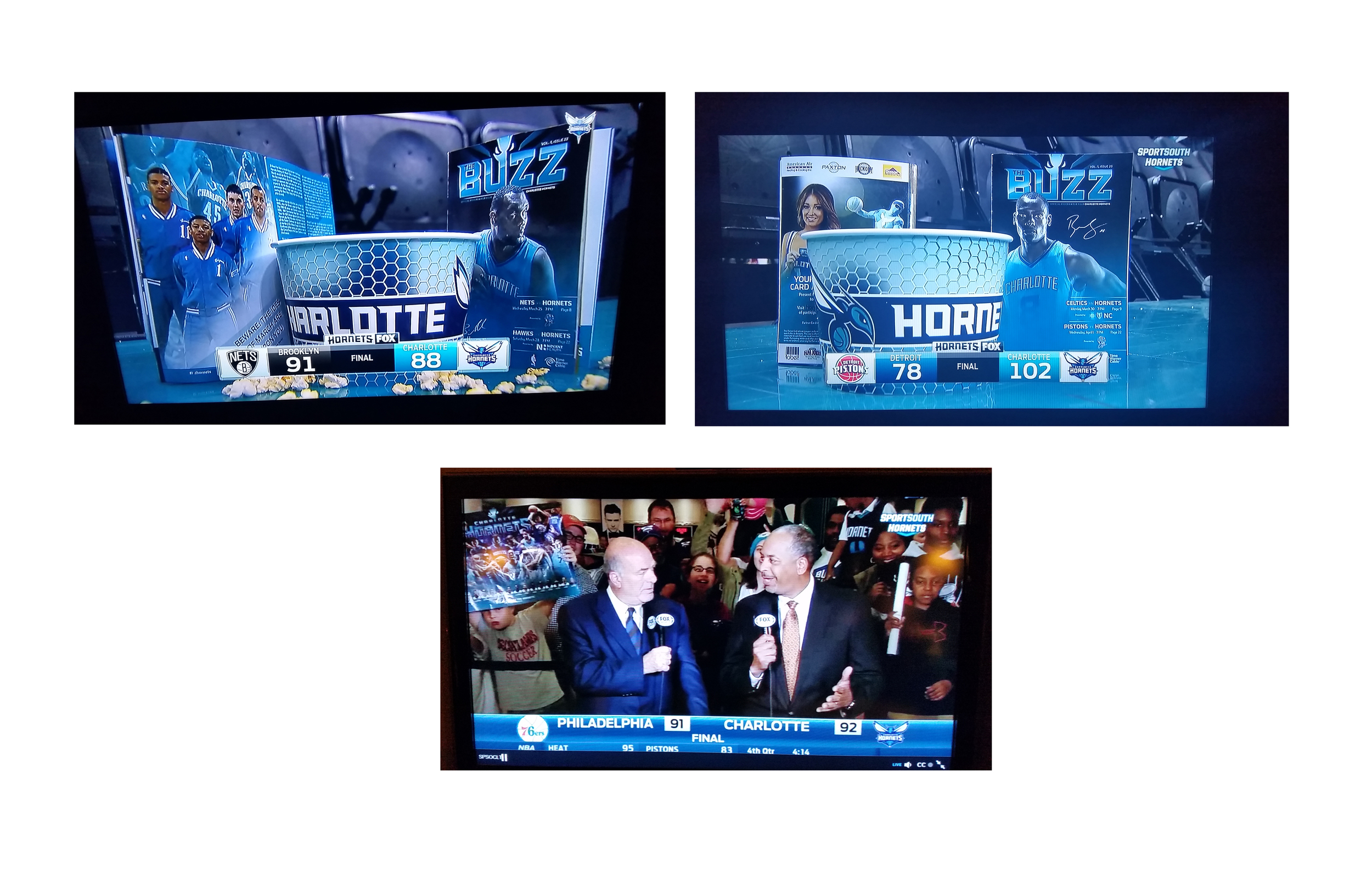 2014 - 15 The Buzz Program, Popcorn Bucket and Team Poster on TV