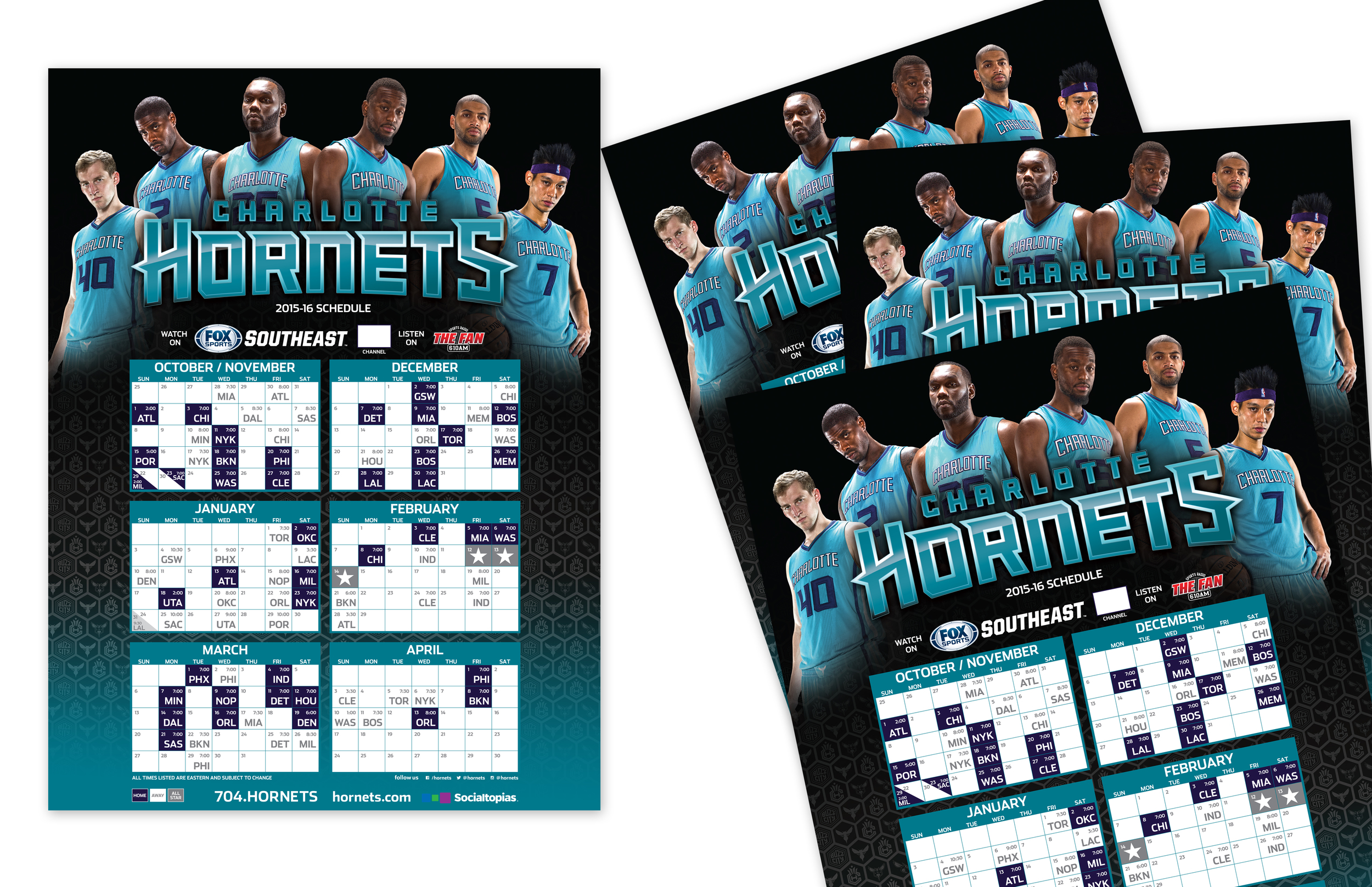 2015-16 Charlotte Hornets Schedule Poster