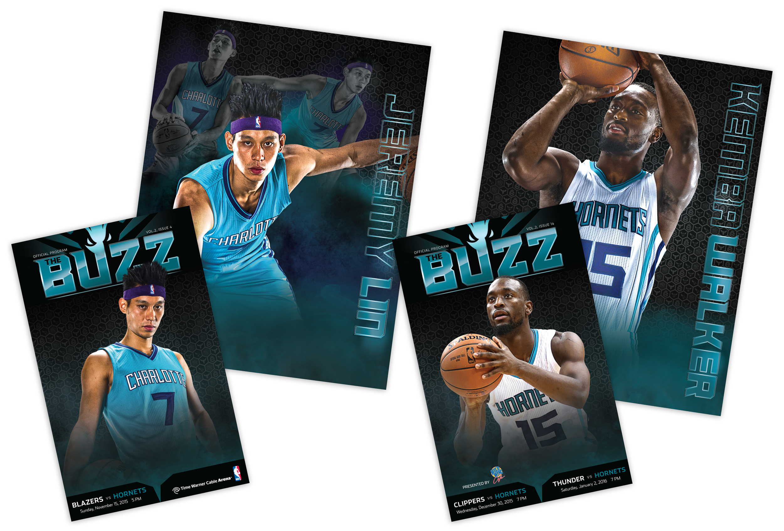 2015-16 Charlotte Hornets Buzz Program - Covers and Inside Posters