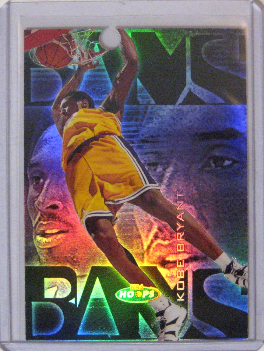 1998-99 NBA Hoops Bams Proof Kobe Bryant: This is a short-printed set, with only 250 cards produced. This is a true rarity for a set from the 90s. However, making this particular card even more rare, is the fact that it is a proof card. You may notice that there is a hole punched in the top of the card. See the explanation below the photo of the card's reverse ---->